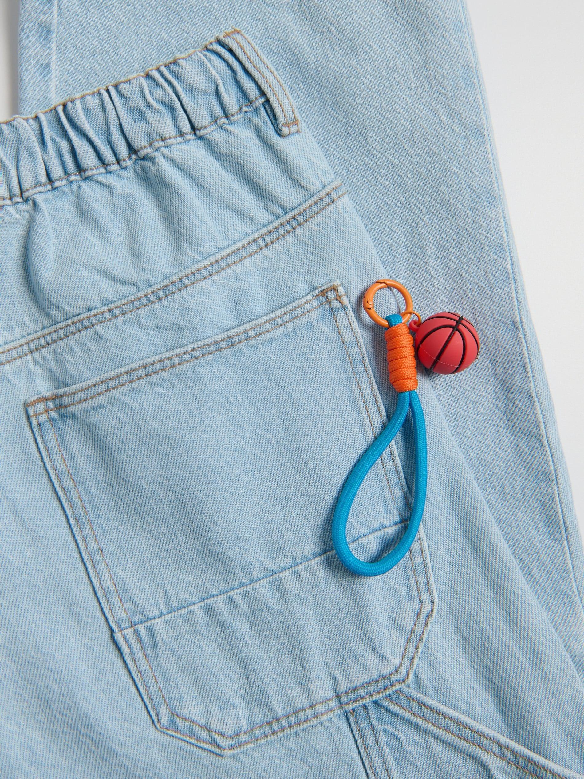 Blue Baggy Jeans With Keychain, Blue, large image number 3