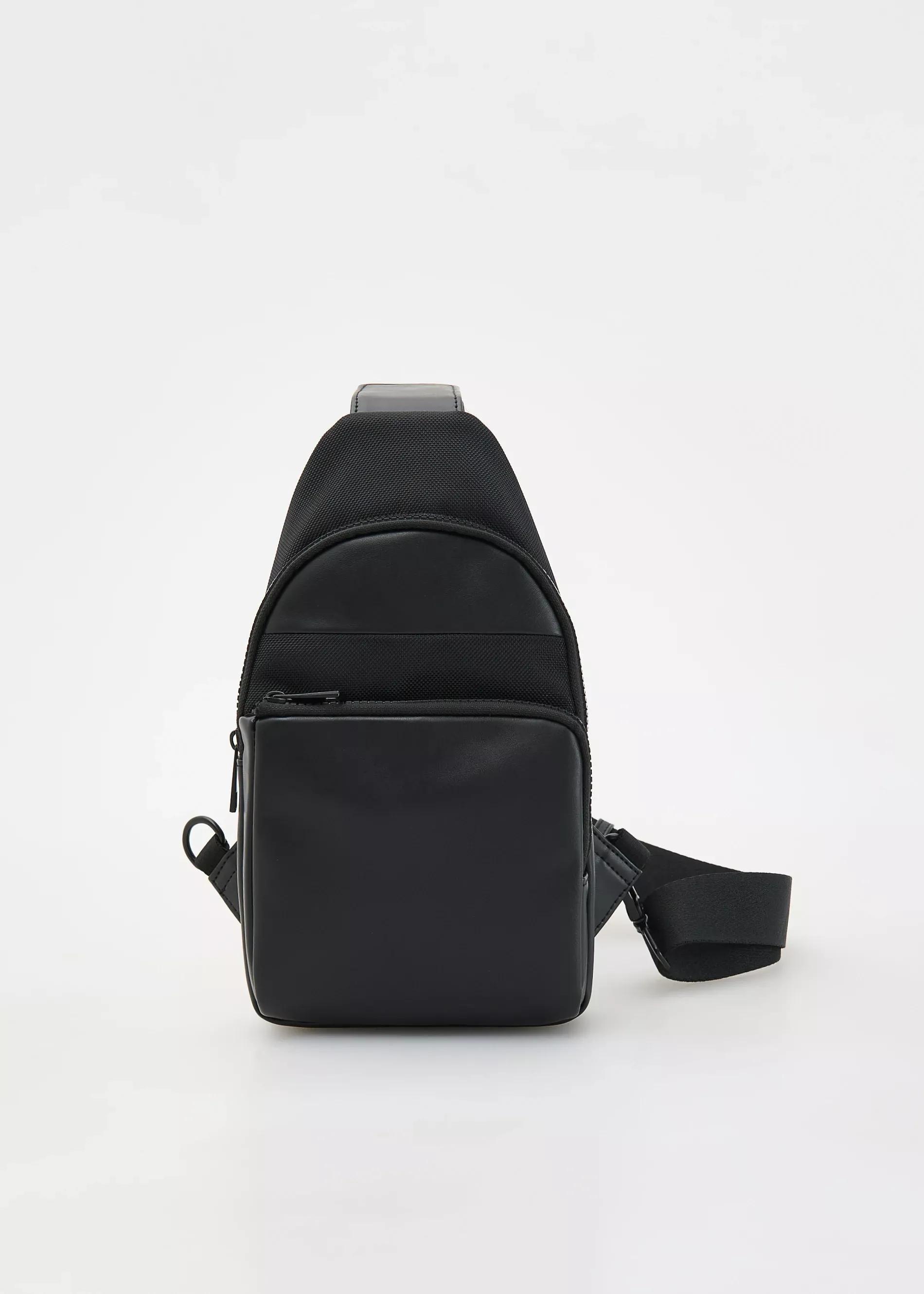 Black Plain Shoulder Bag, Black, large image number 2