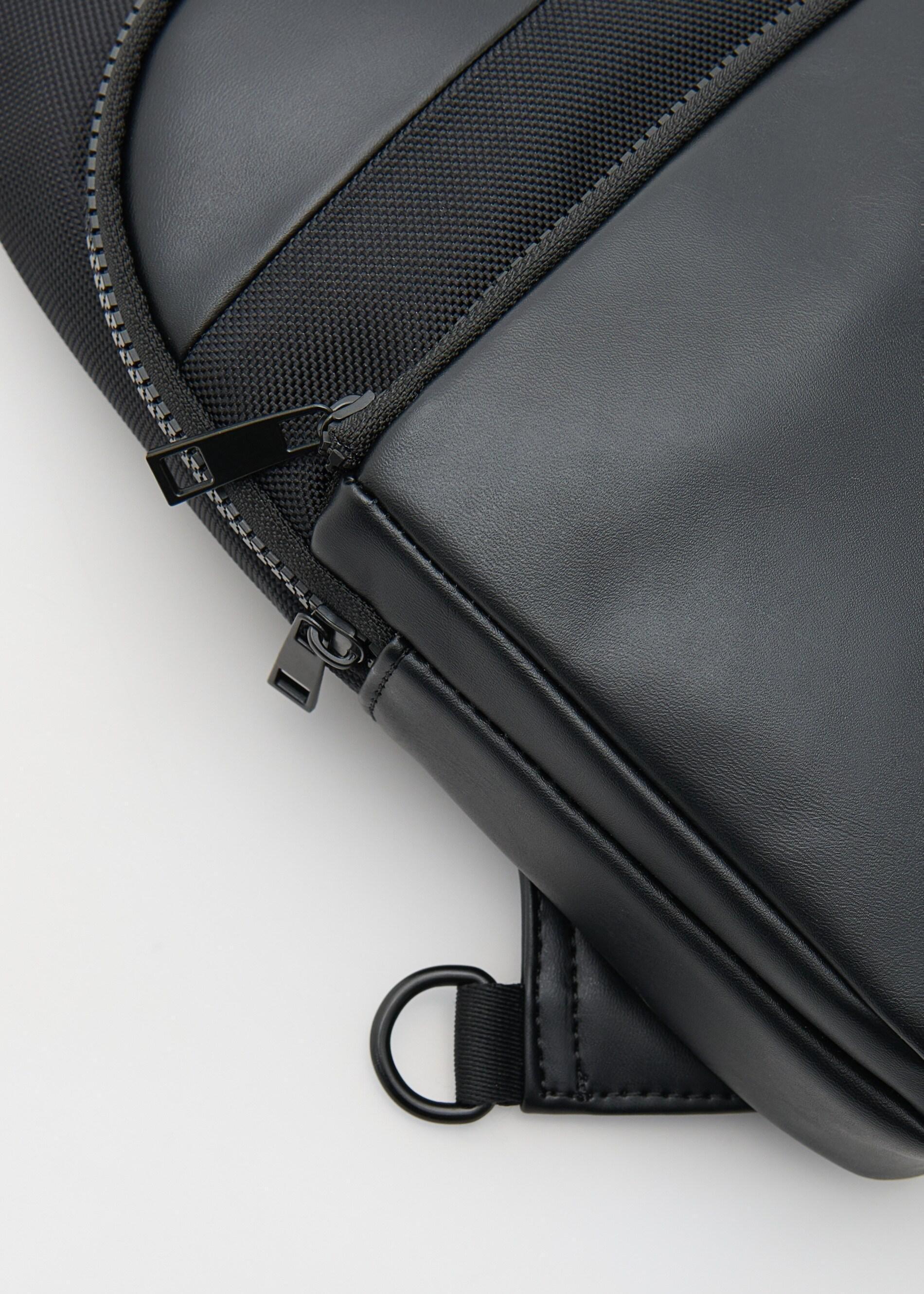 Black Plain Shoulder Bag, Black, large image number 2