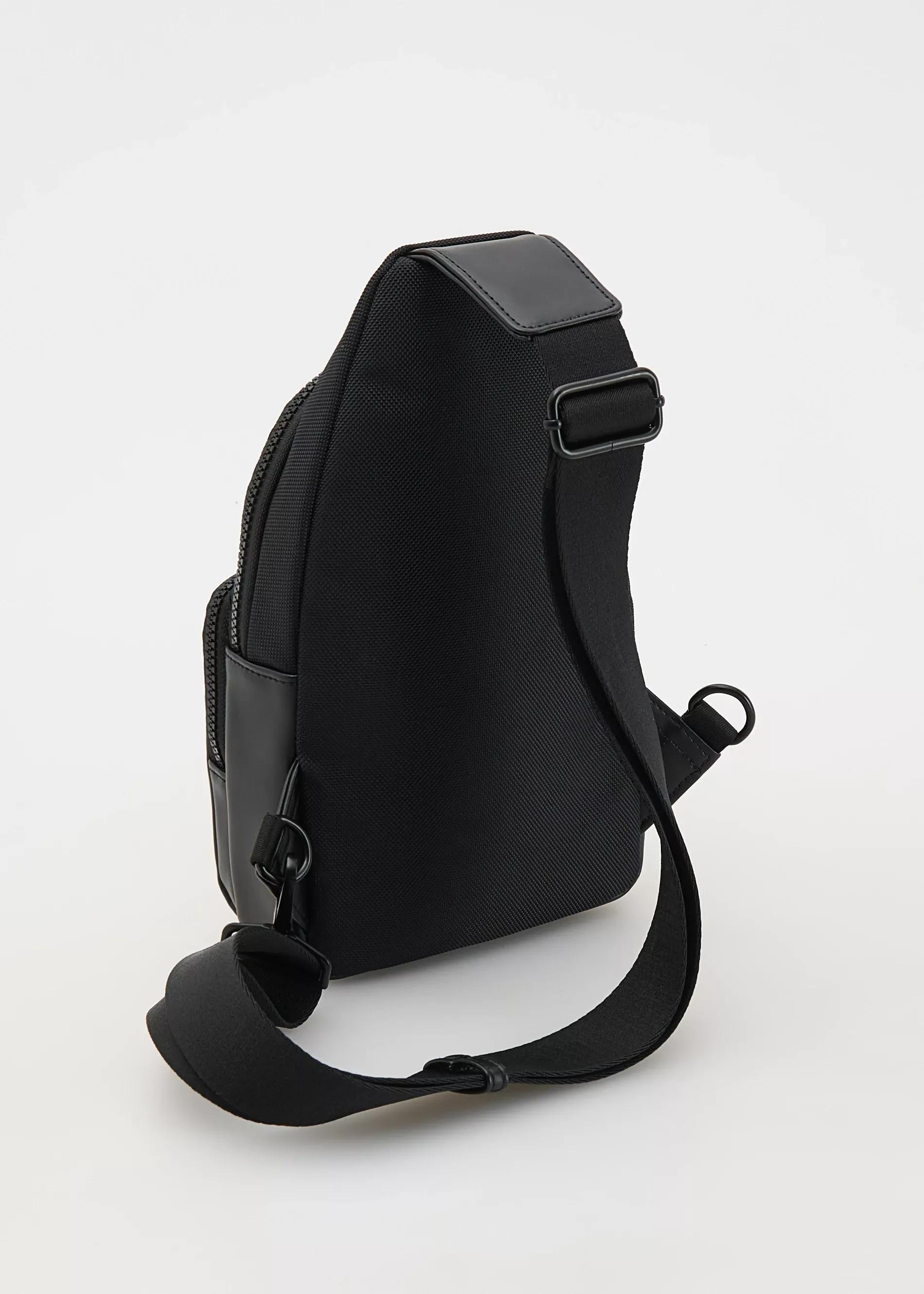 Black Plain Shoulder Bag, Black, large image number 3