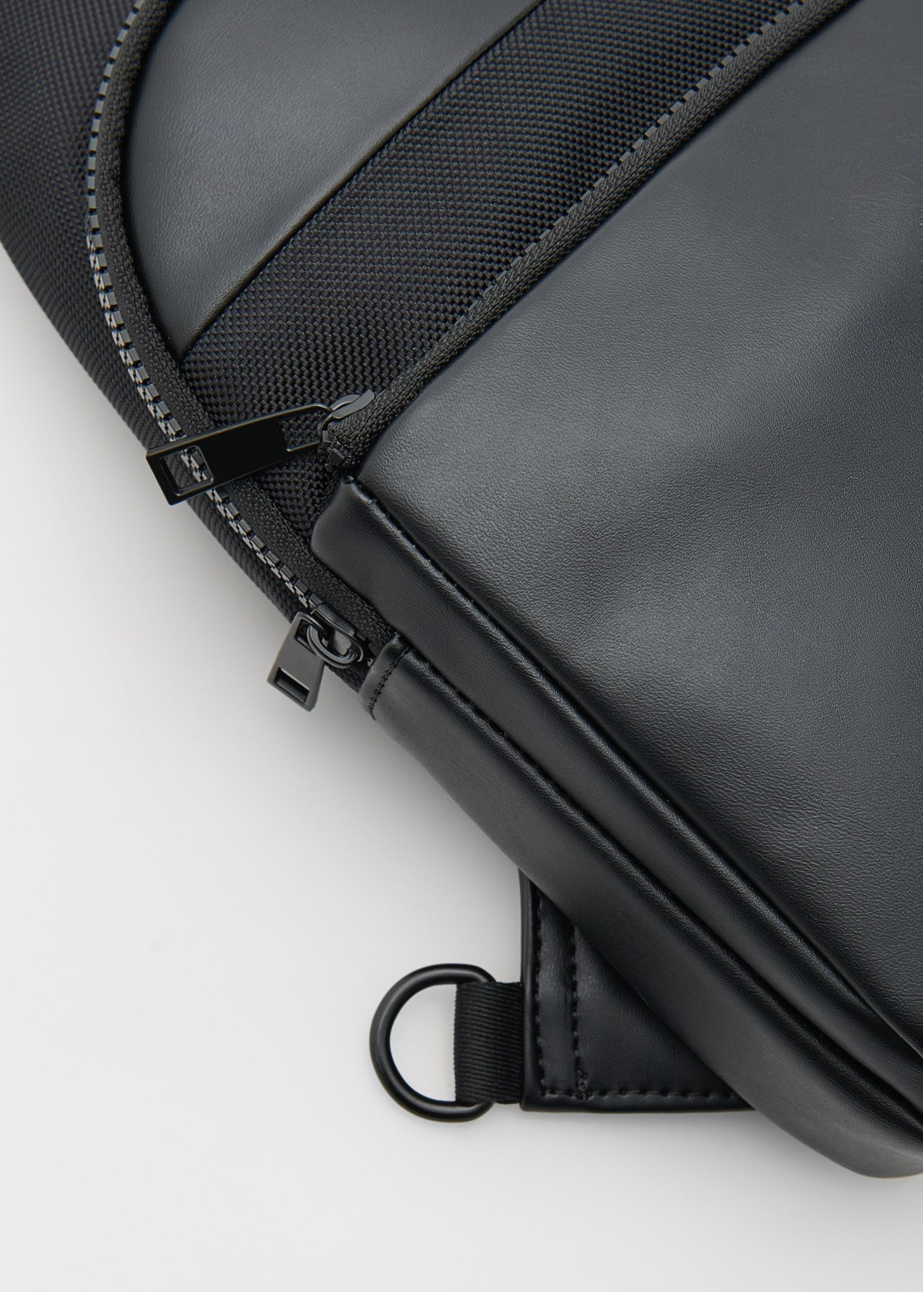 Black Plain Shoulder Bag, Black, large image number 4