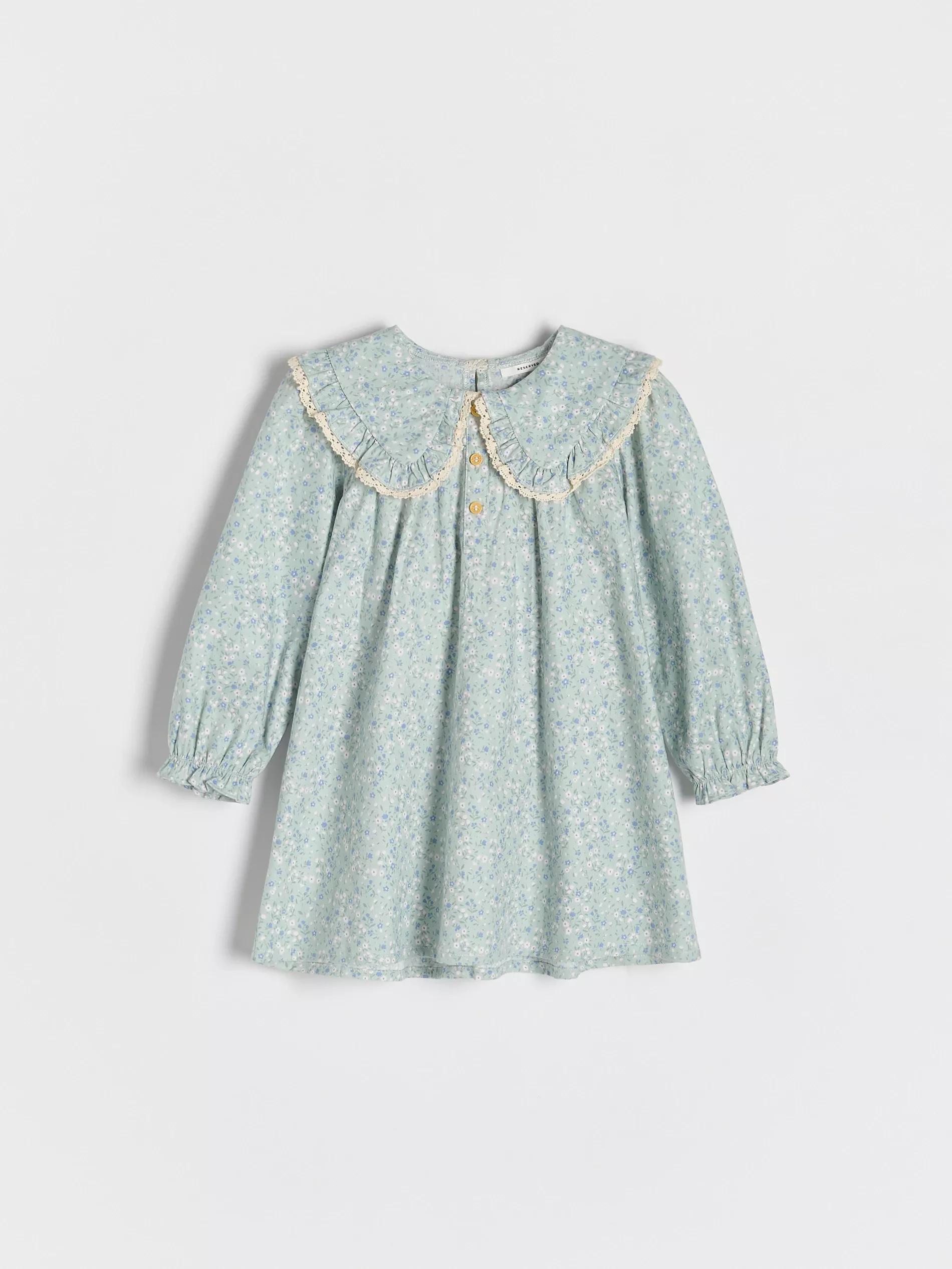 Multicolour Dress With Motifs And Collar, , large image number 0