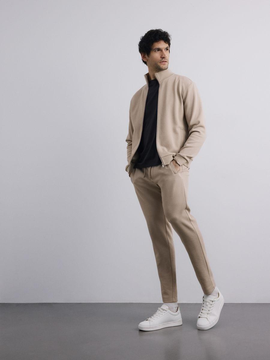 Beige Slim Sweatpants, Beige, large image number 0
