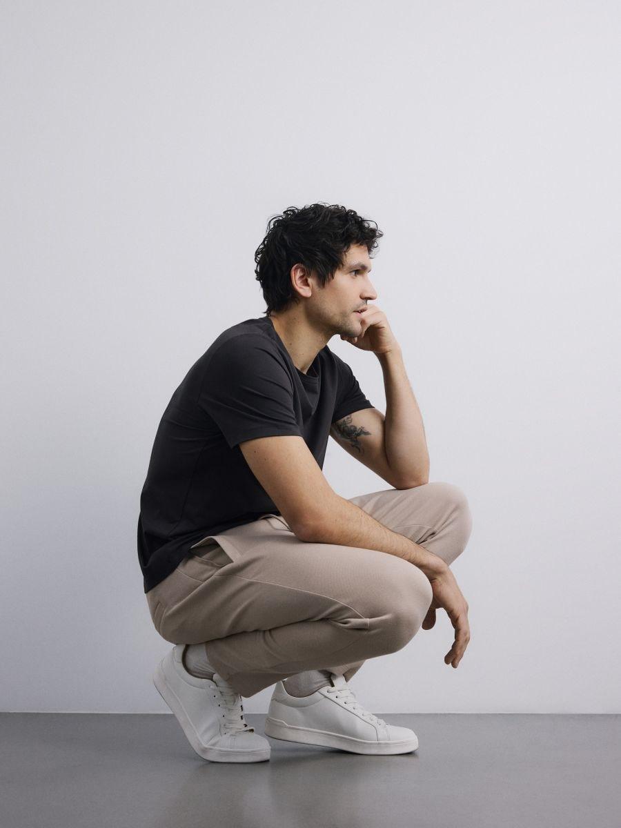 Beige Slim Sweatpants, Beige, large image number 1