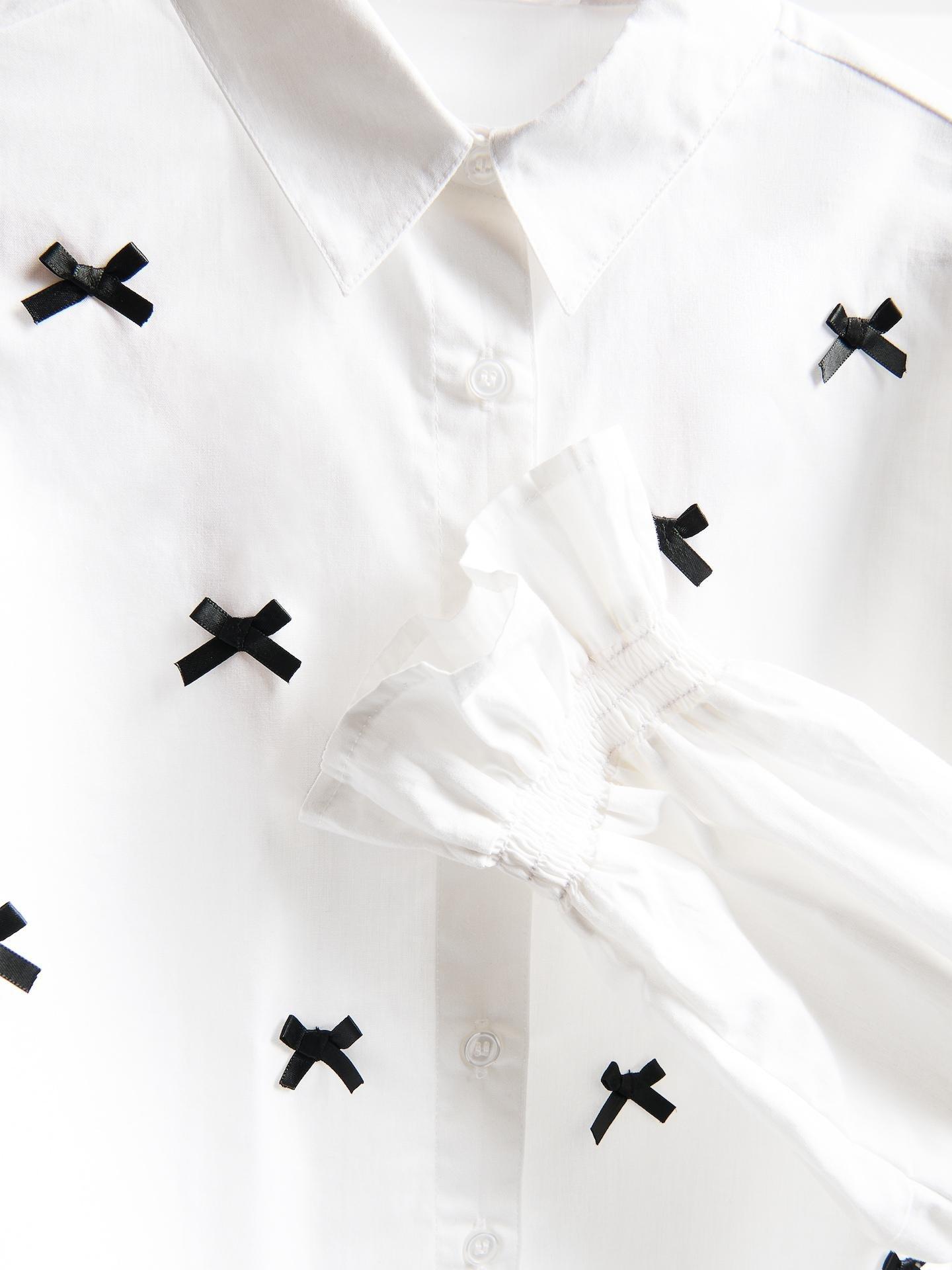 White Shirt With Bow Details, White, large image number 5