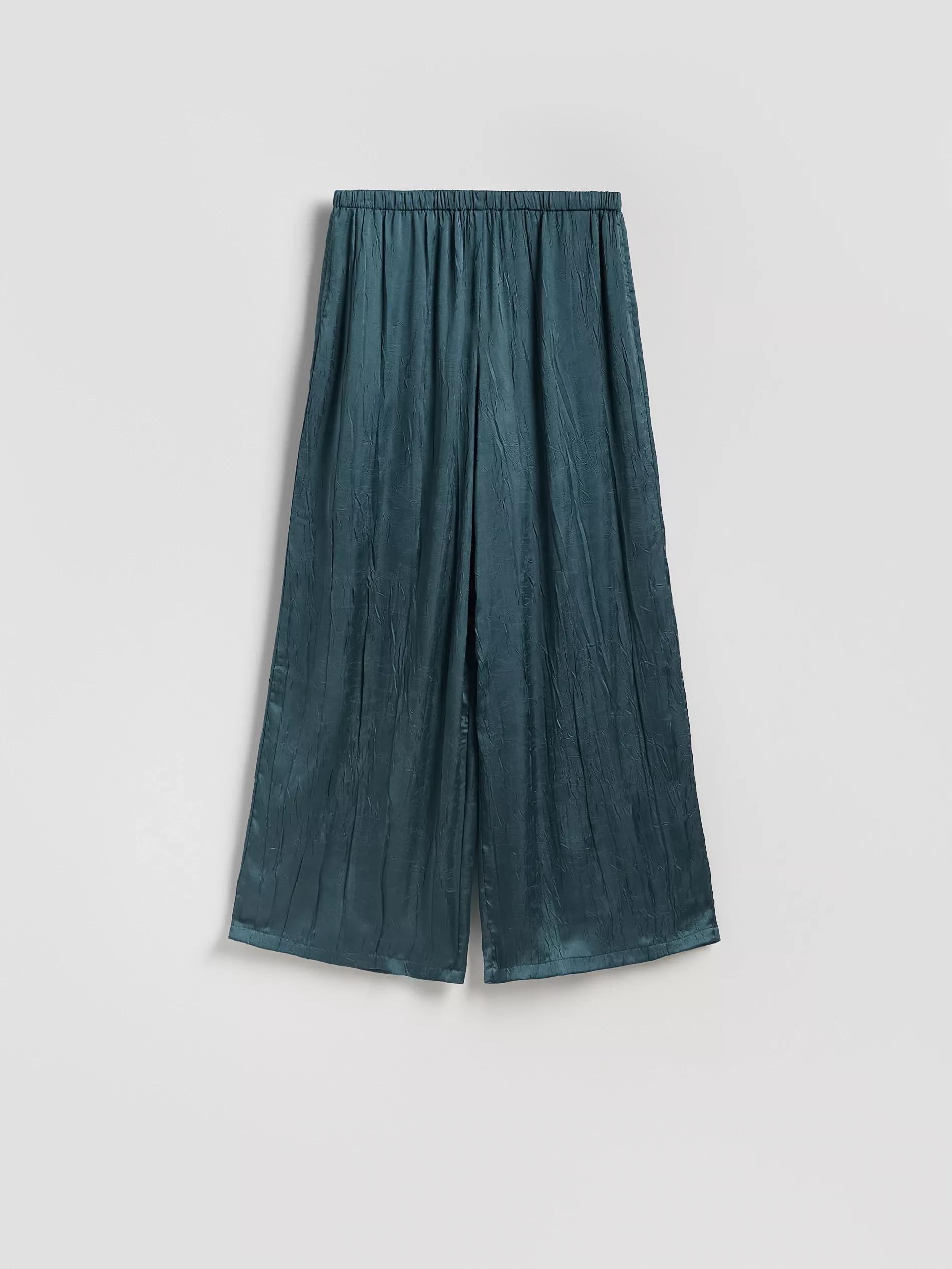 Turquoise Crease Effect Trousers, , large image number 3