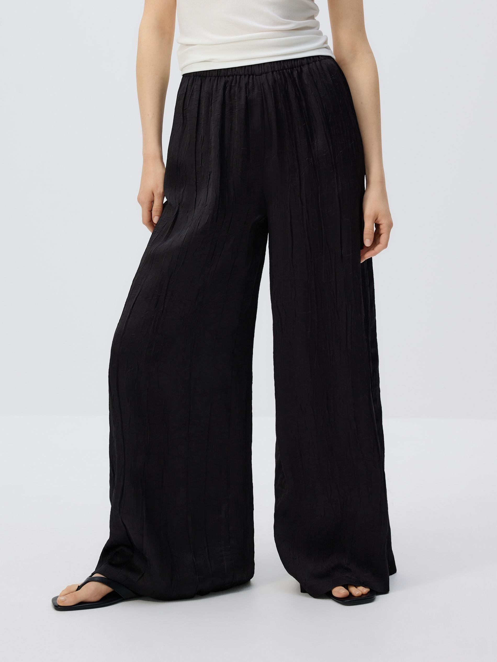 Black Crease Effect Trousers, , large image number 0