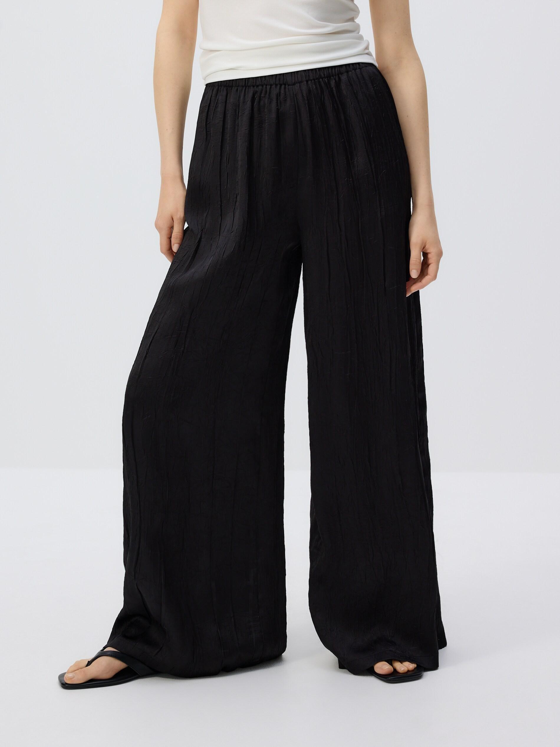 Black Crease Effect Trousers, Black, medium