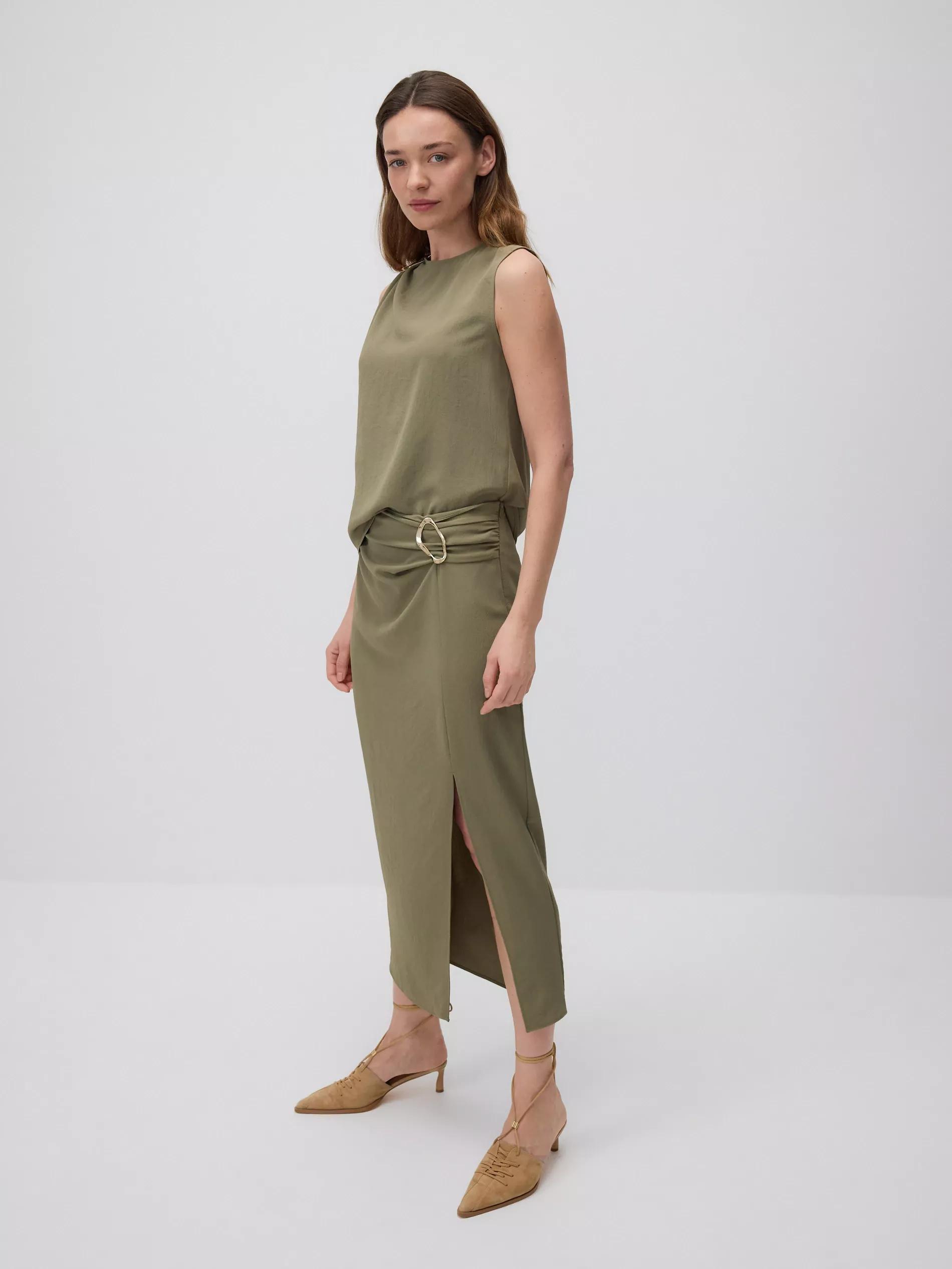Green Skirt With Decorative Buckle, , large image number 0