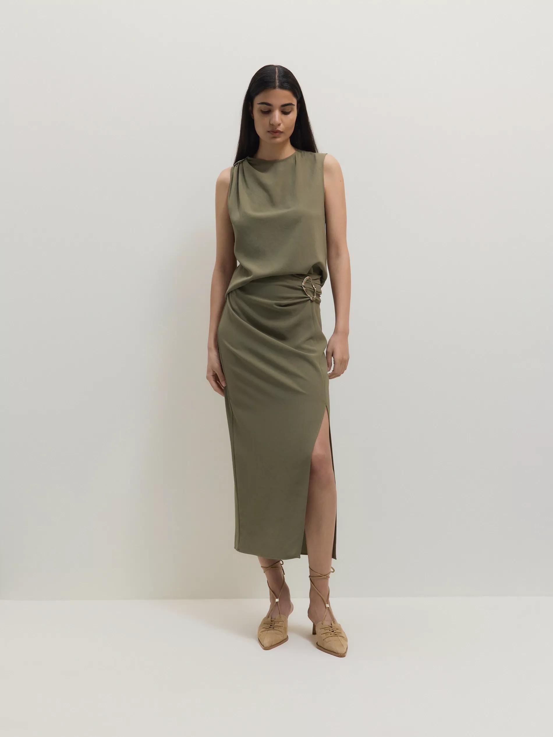 Green Skirt With Decorative Buckle, , large image number 1