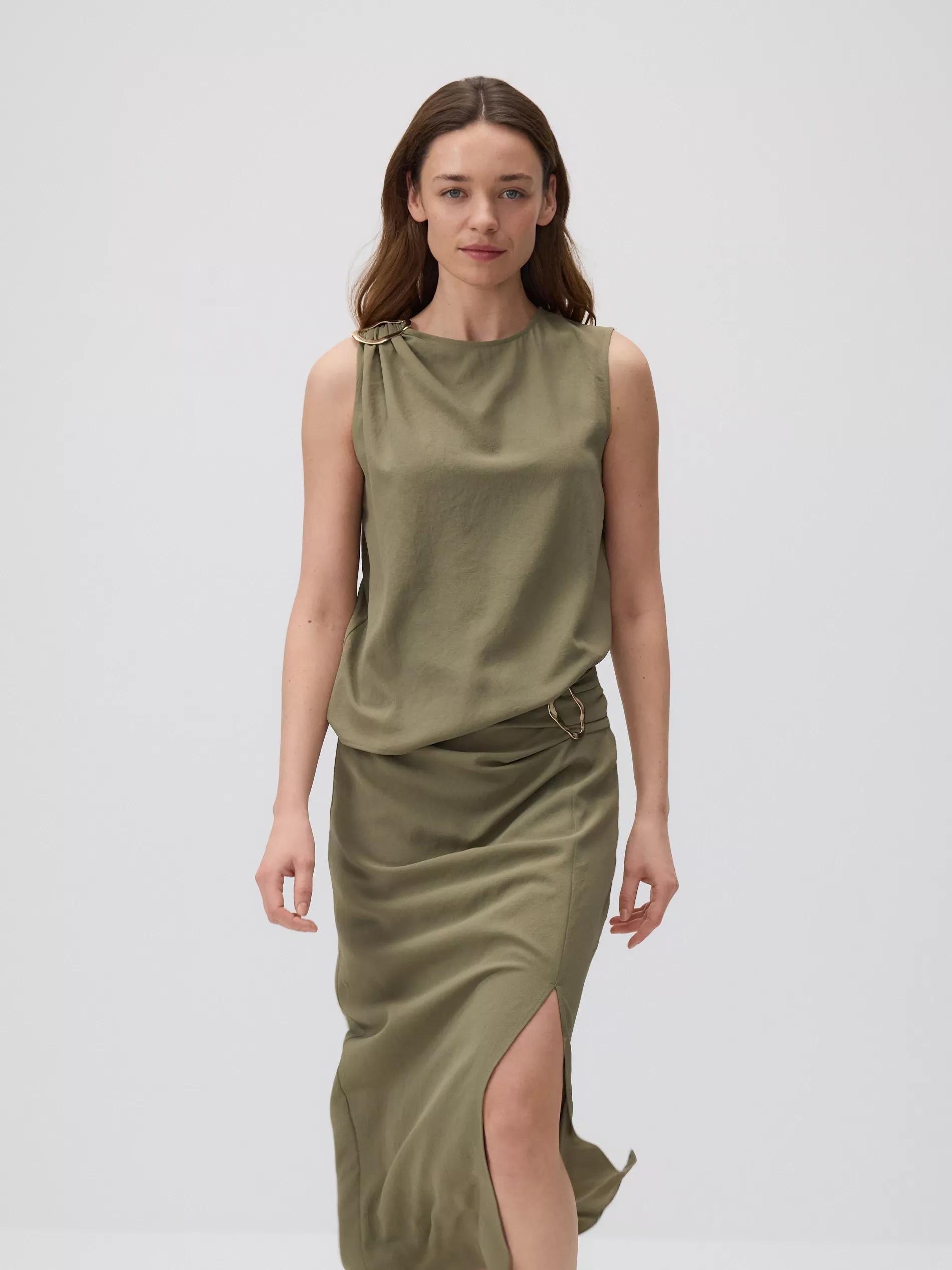 Green Skirt With Decorative Buckle, , large image number 1