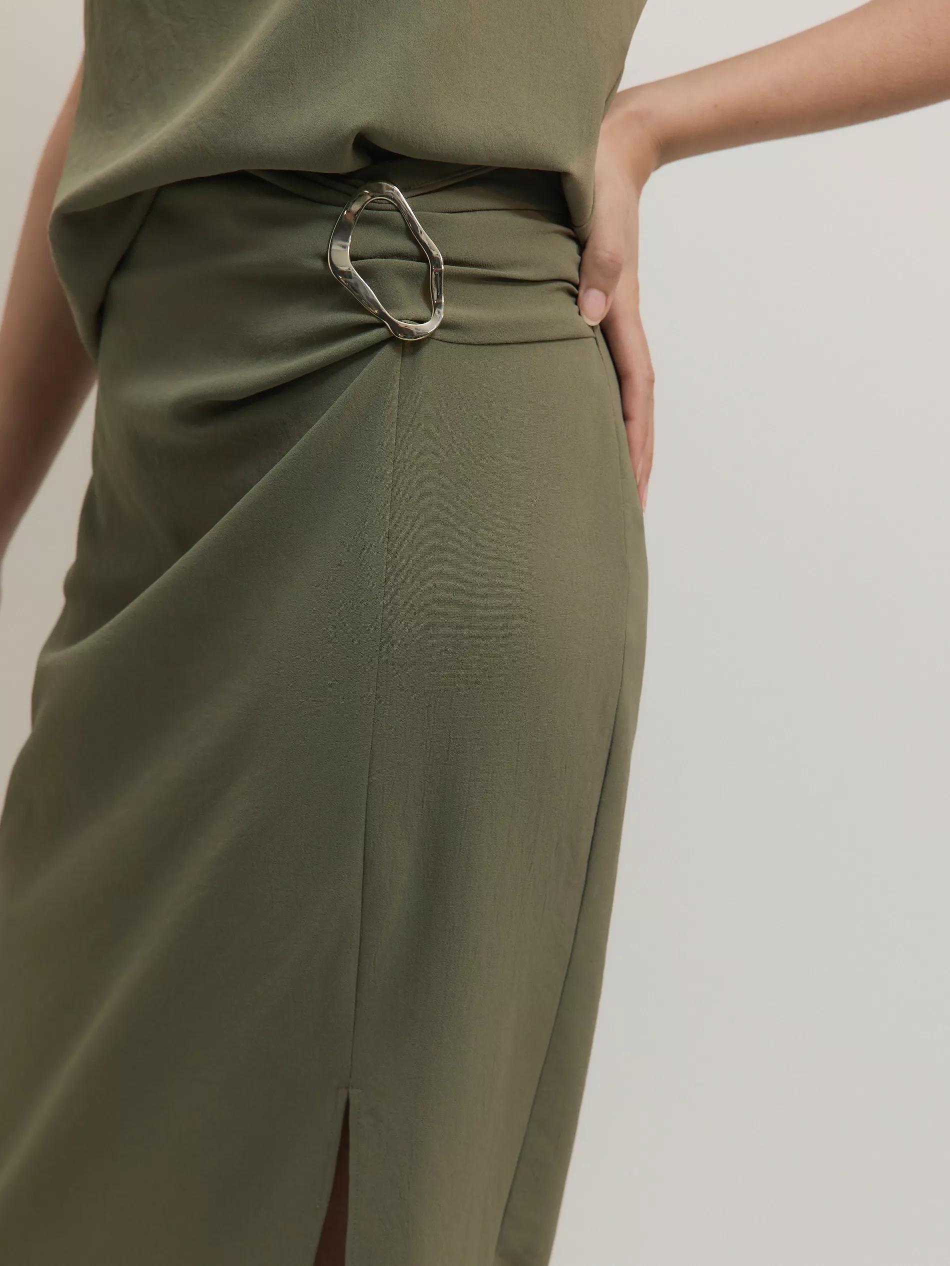 Green Skirt With Decorative Buckle, , large image number 2
