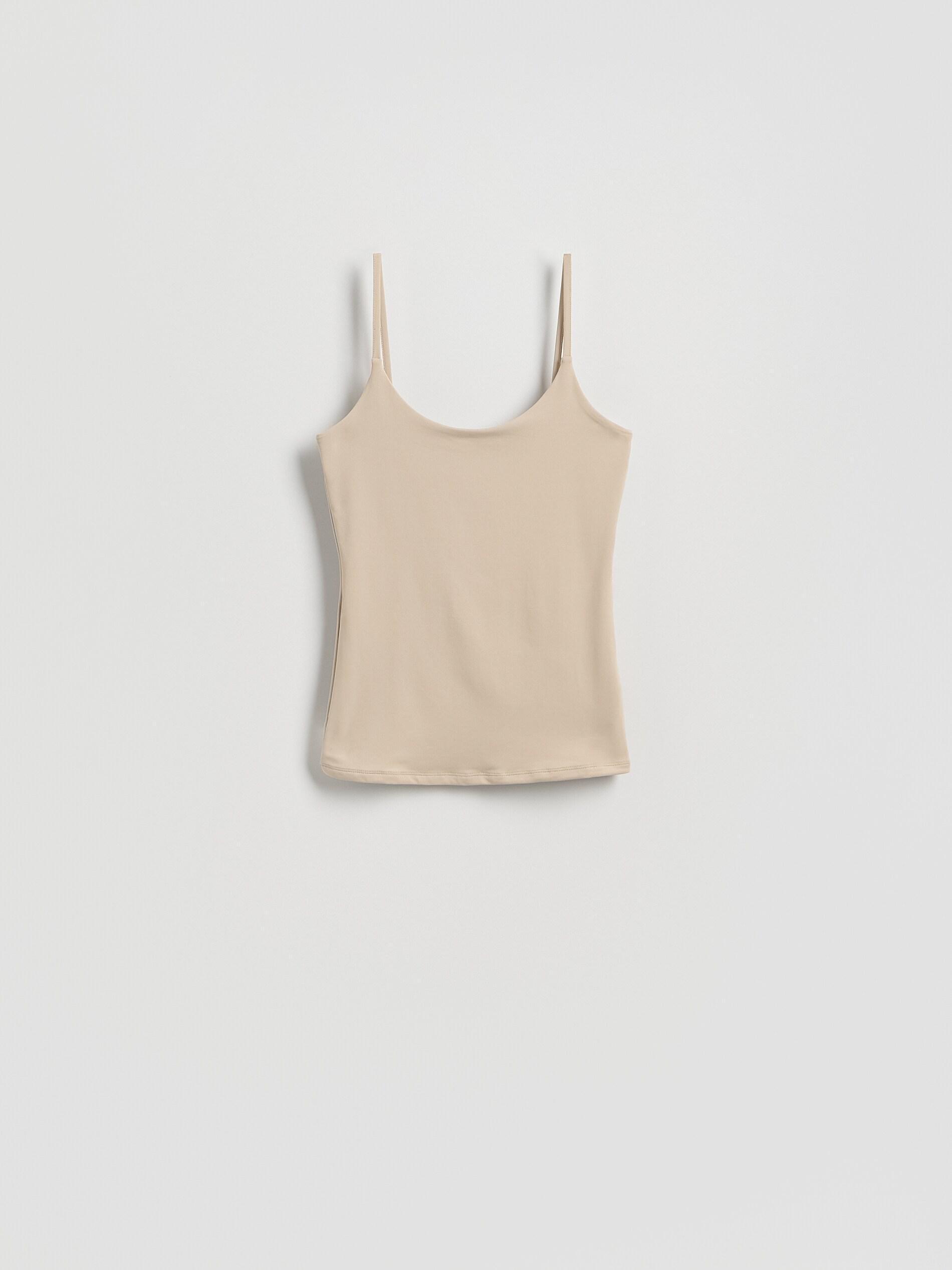 Beige Plain Spaghetti Strap Top, Beige, large image number 0
