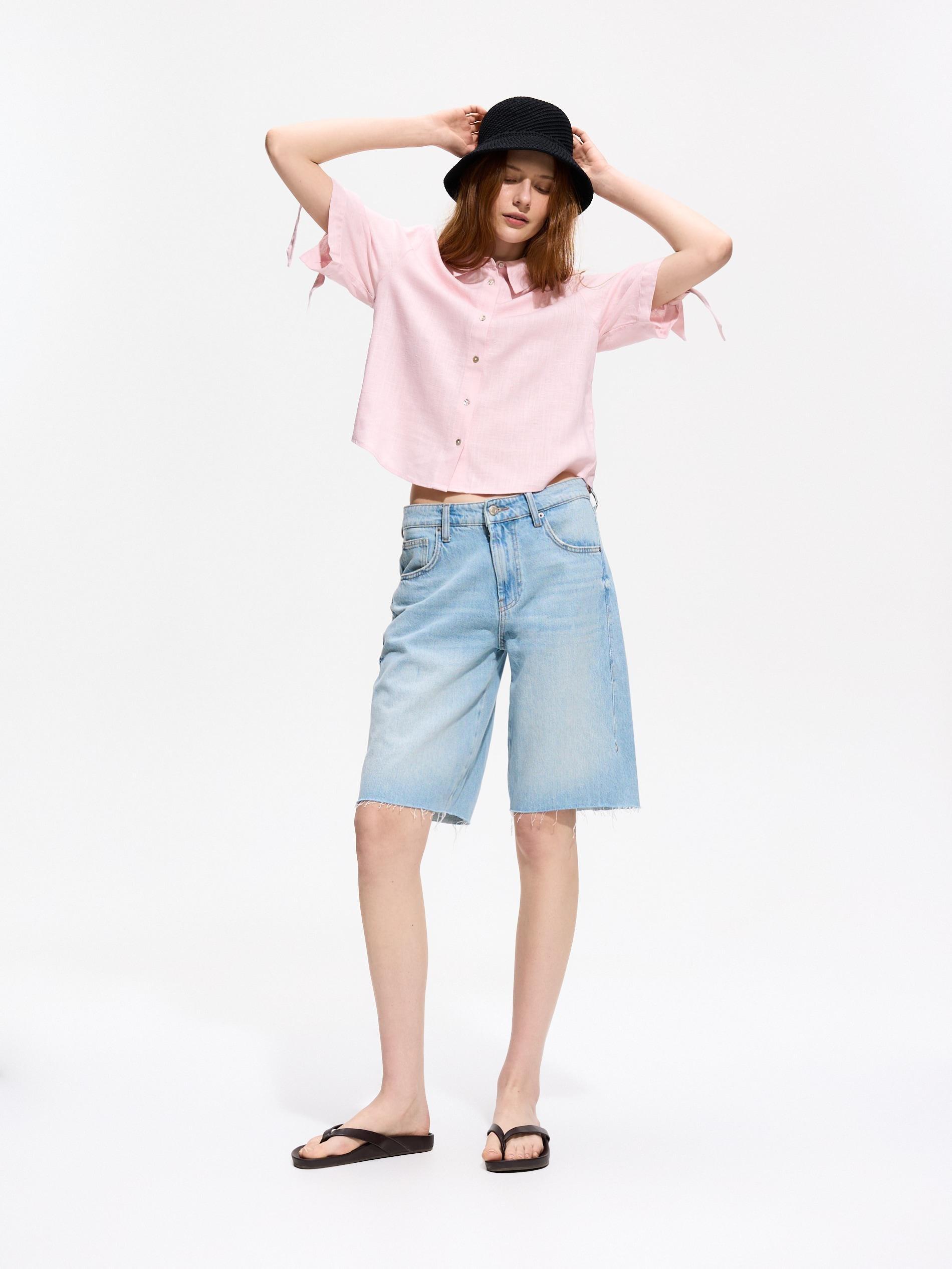 قميص خليط كتان وردي, Pink, large image number 0