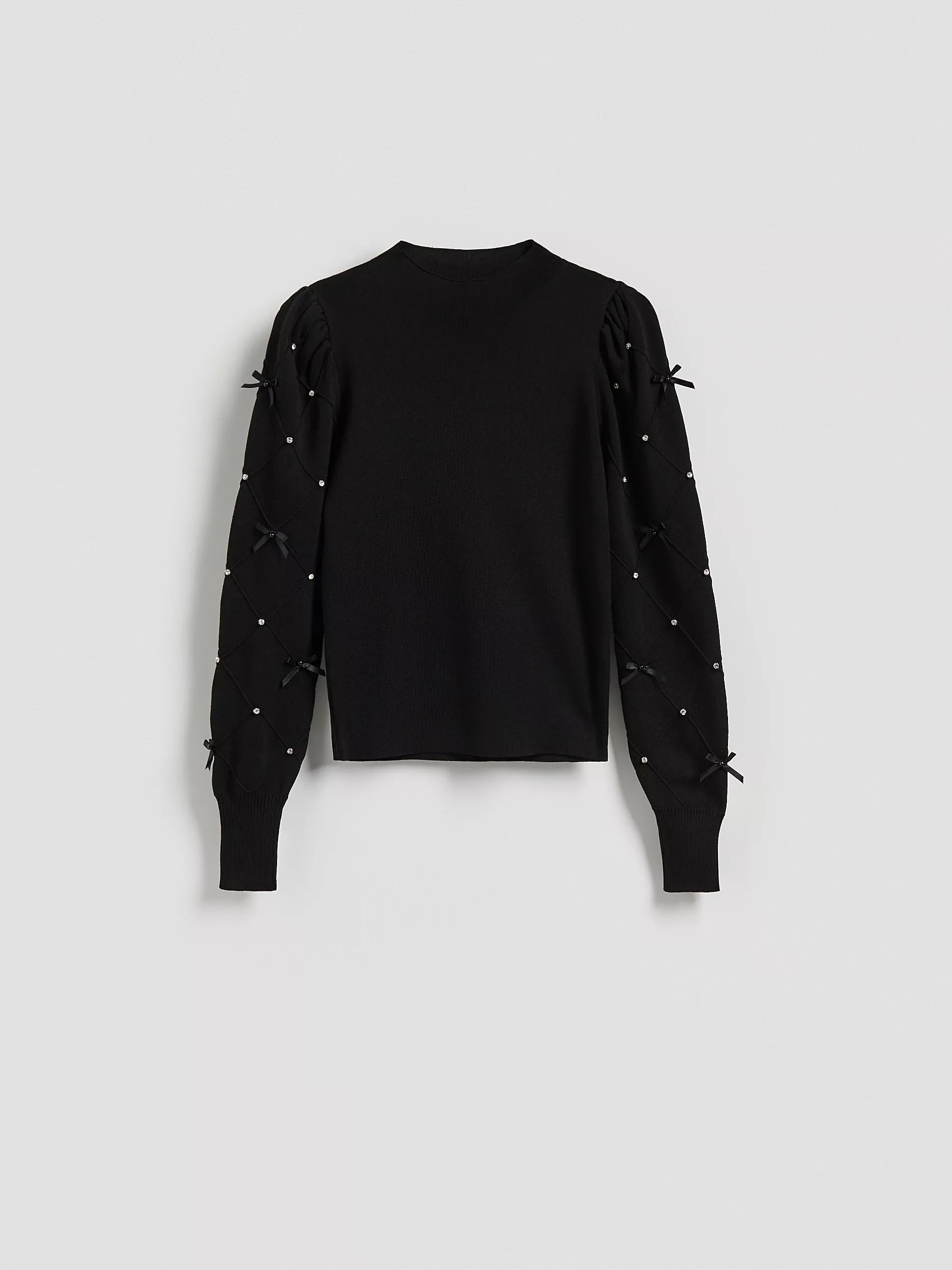 Black Top With Appliques, Black, large image number 0