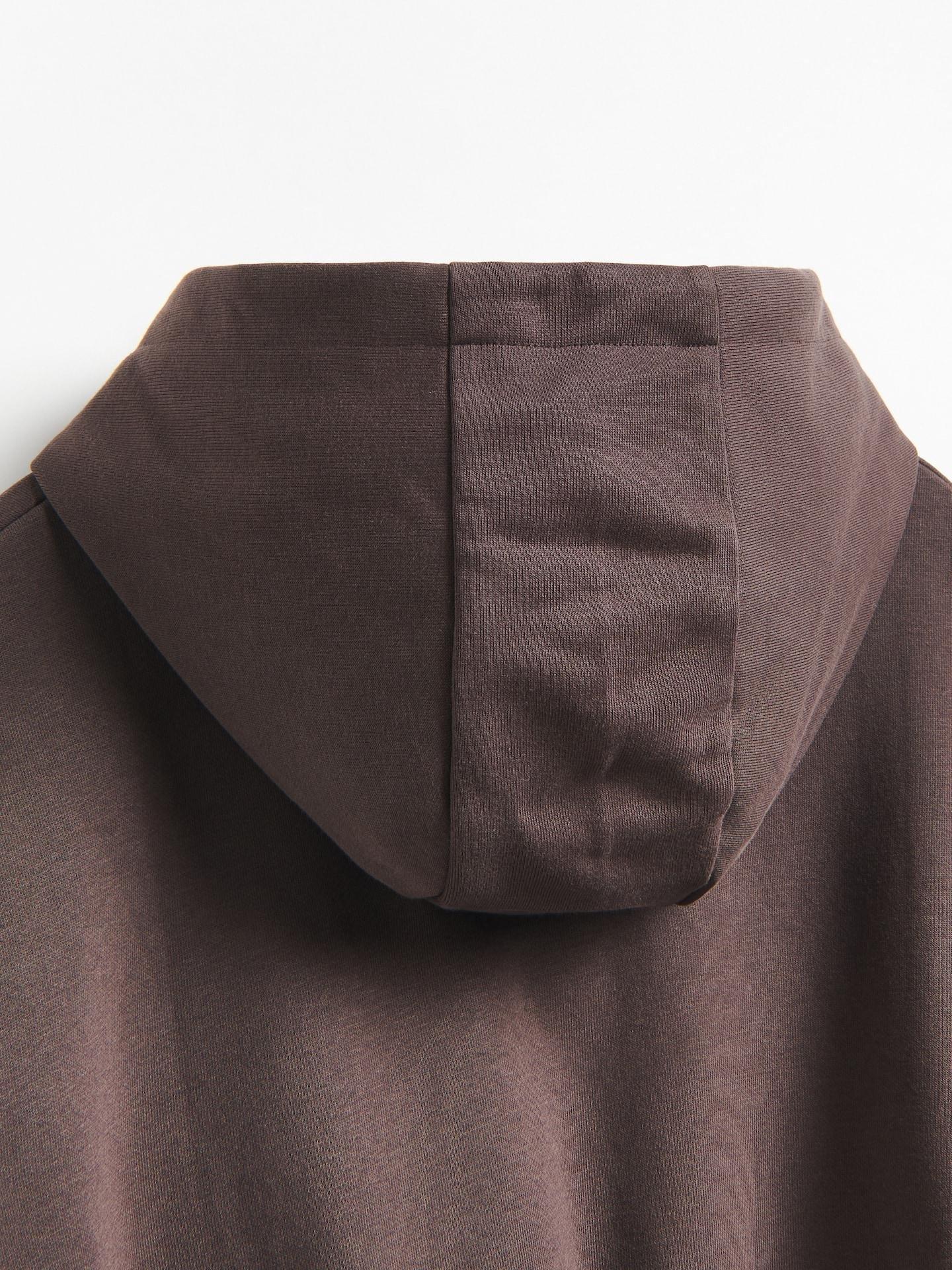 Brown Cotton Hoodie, Brown, large image number 2