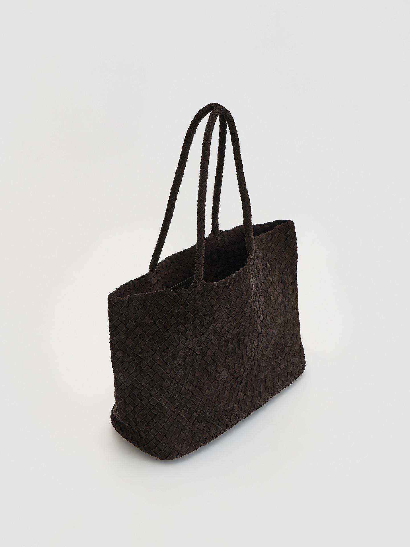 Brown Woven Suede Bag, Brown, medium