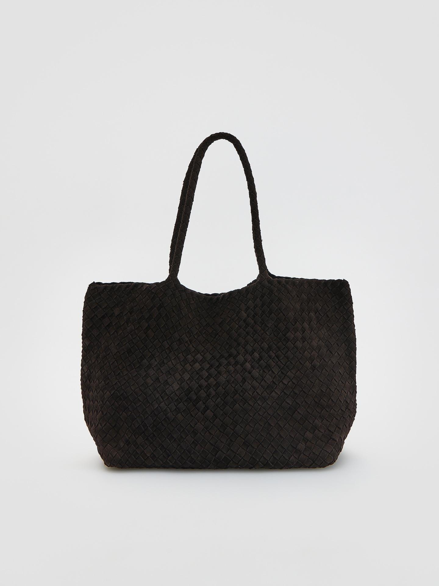 Brown Woven Suede Bag, Brown, large image number 3