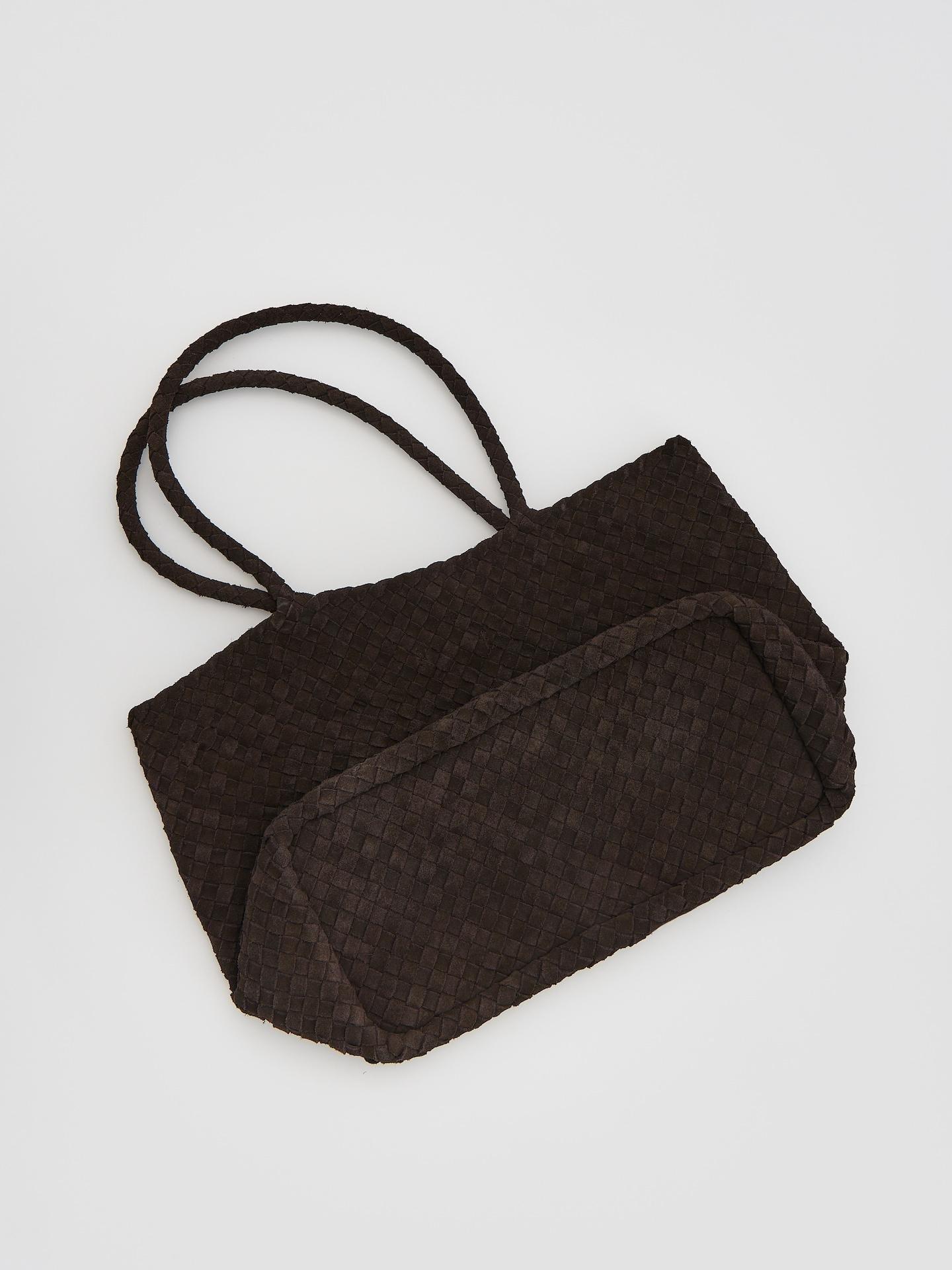 Brown Woven Suede Bag, Brown, large image number 4