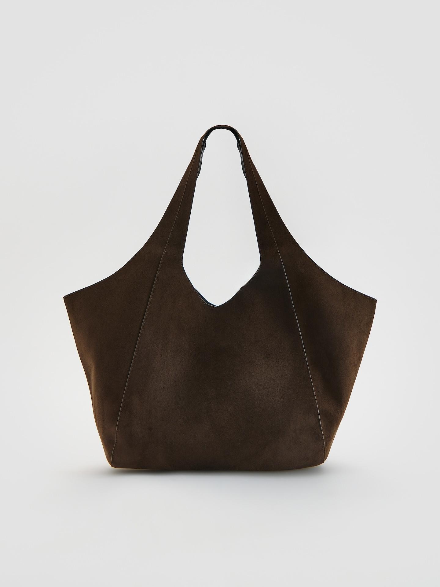 Brown Faux Suede Shopper Bag, Brown, medium