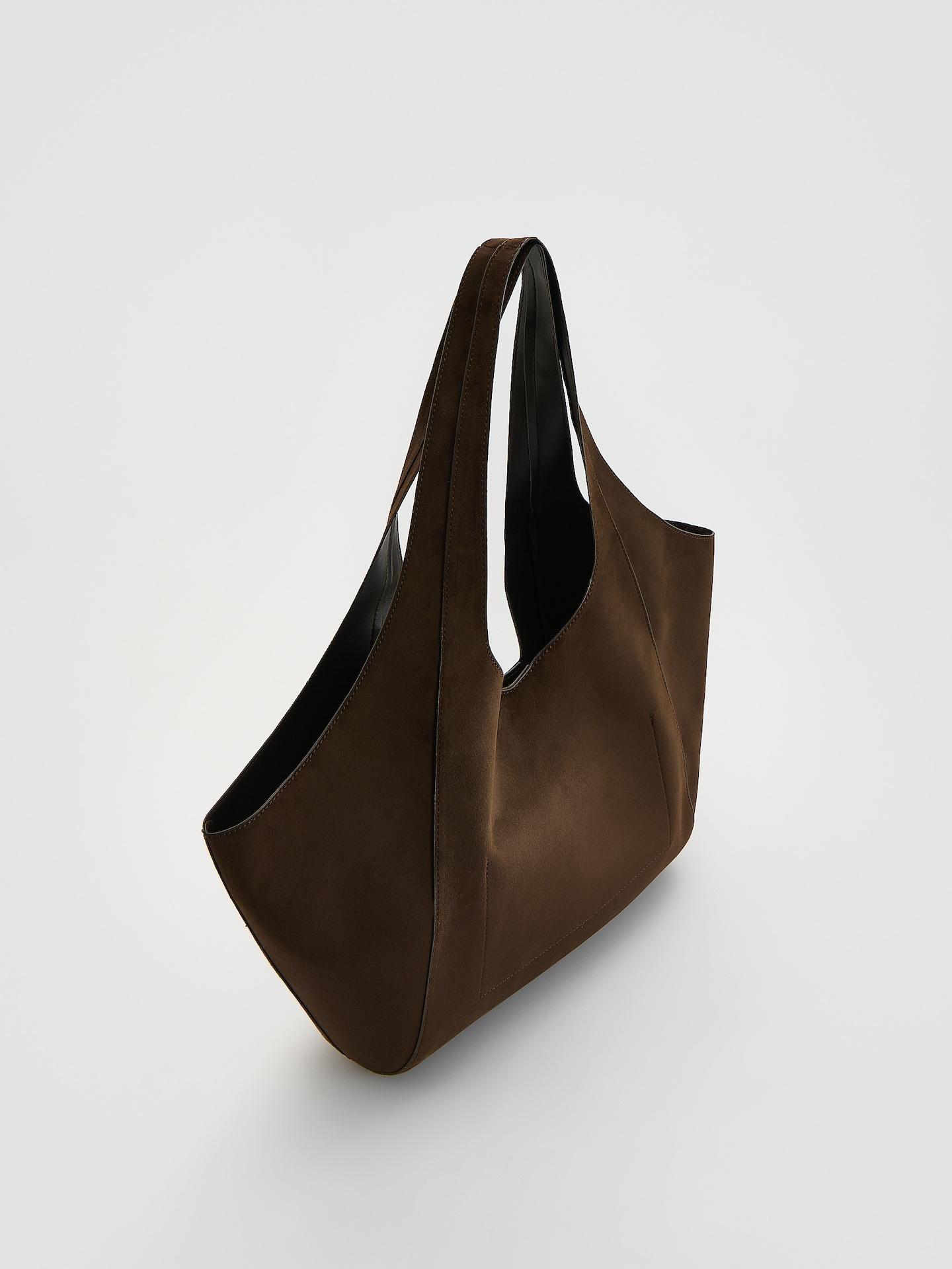 Brown Faux Suede Shopper Bag, Brown, medium