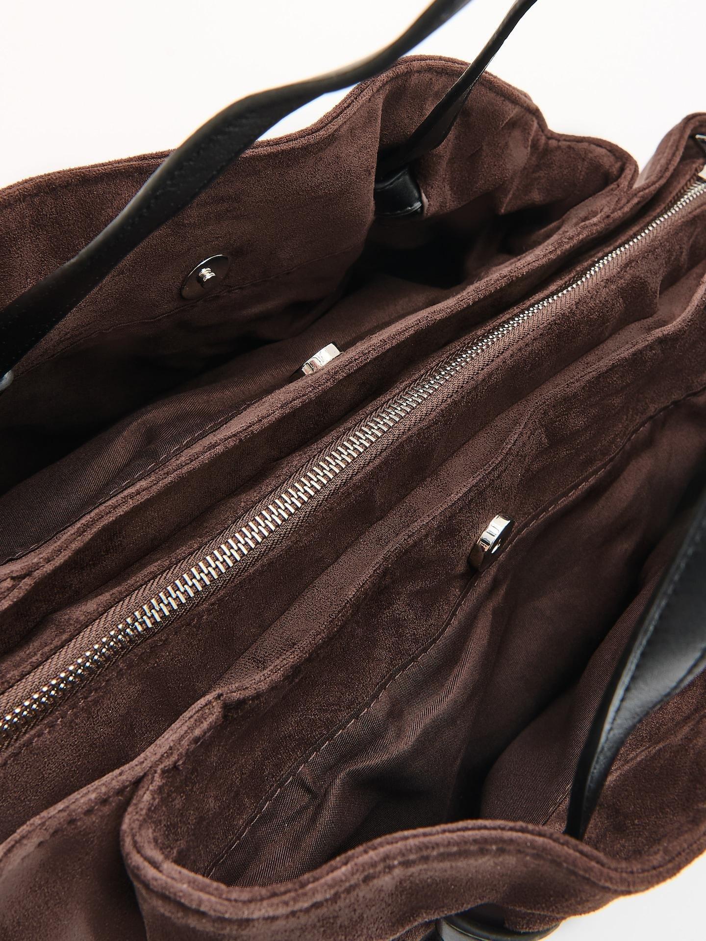 Brown Faux Suede Shopper Bag, Brown, medium