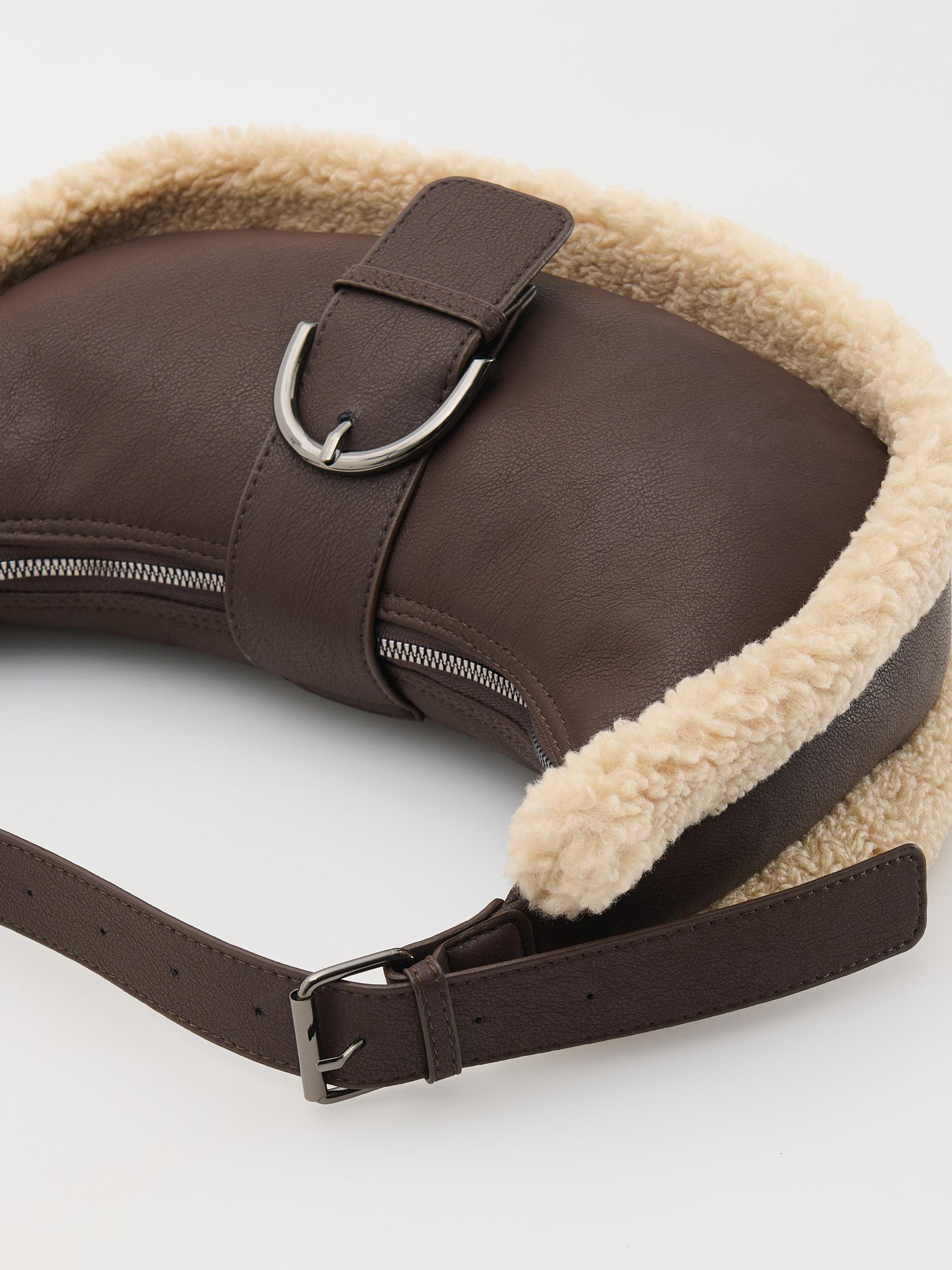 Black Textured Handmade Hobo Bag, Brown, large image number 4
