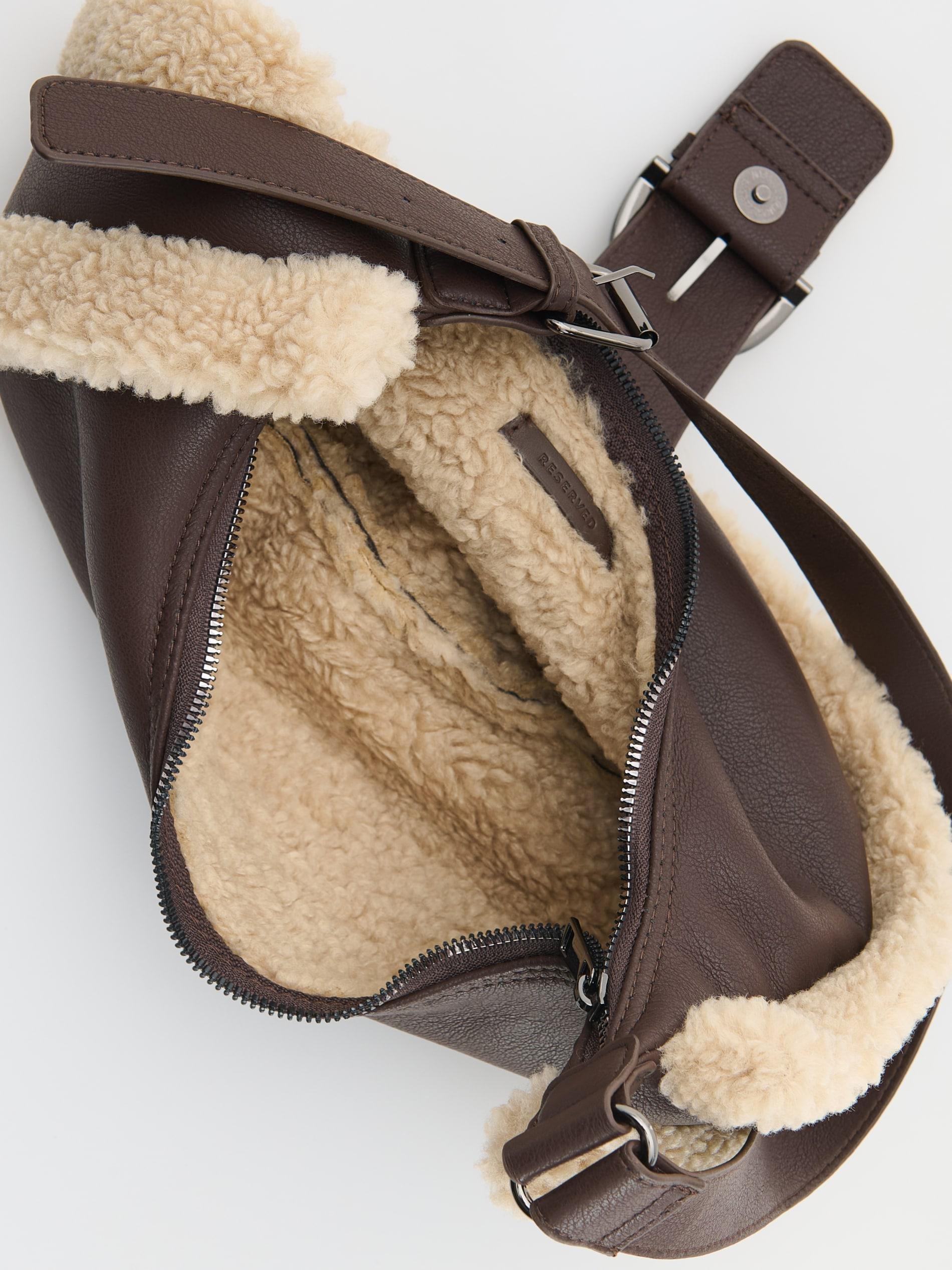 Black Textured Handmade Hobo Bag, Brown, large image number 5