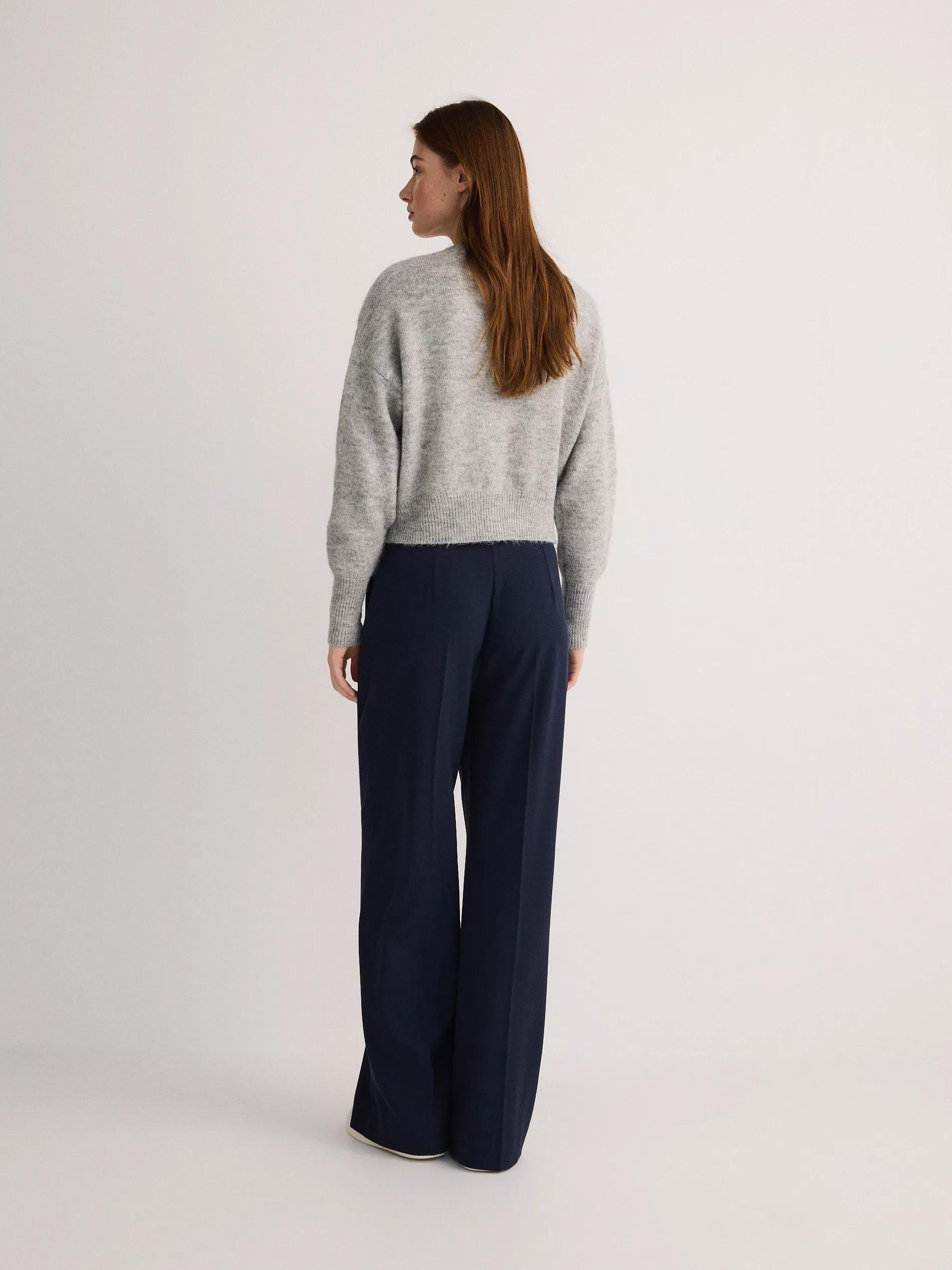 Navy Wide Trousers With Crease, , large image number 3