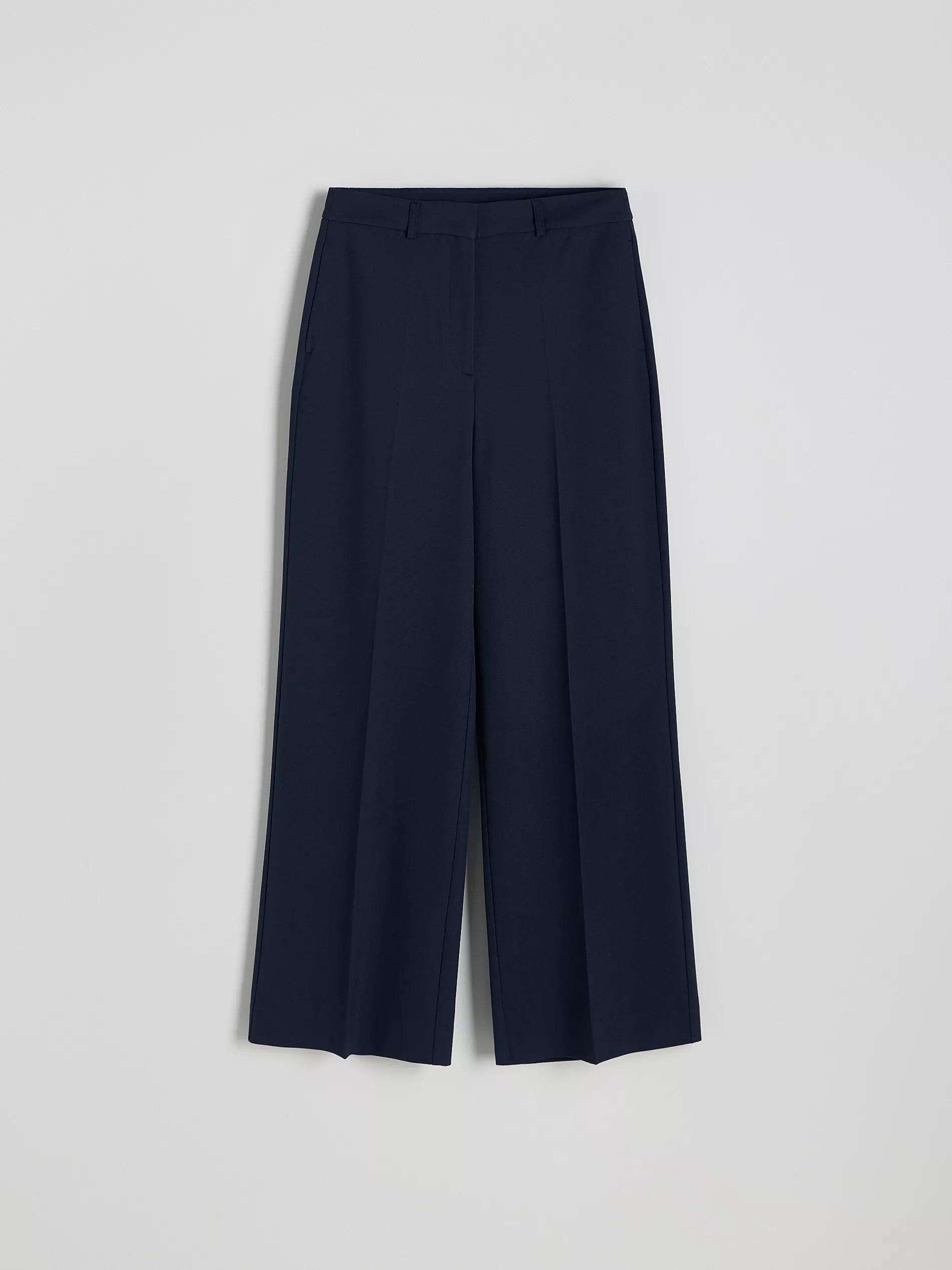 Navy Wide Trousers With Crease, , large image number 4