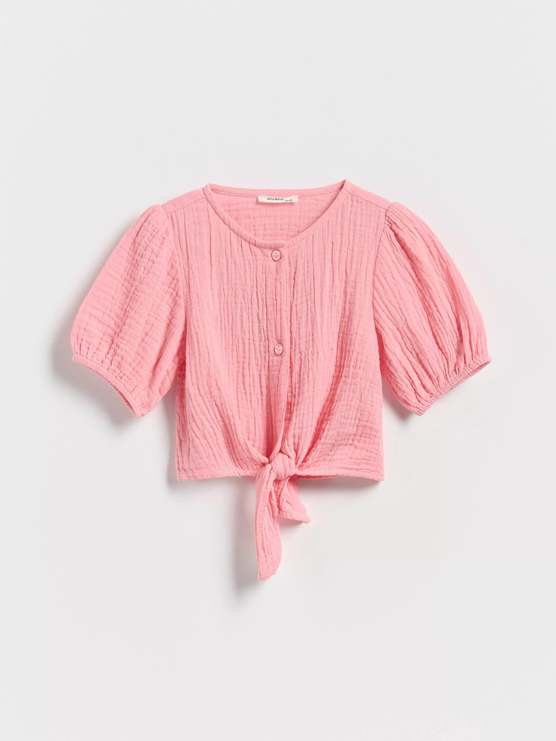 Pink Muslin Tie-Front Shirt, , large image number 0