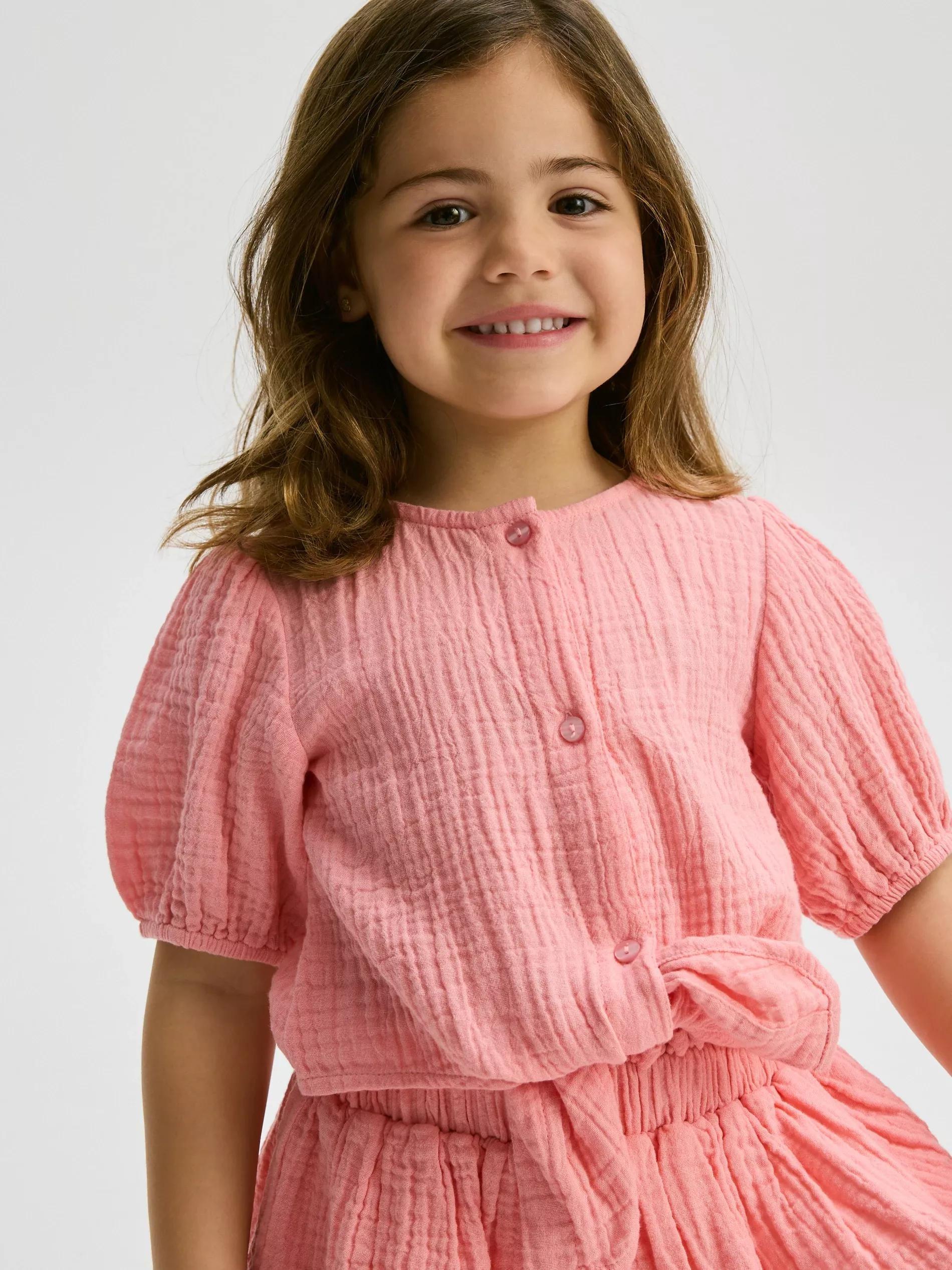 Pink Muslin Tie-Front Shirt, , large image number 1