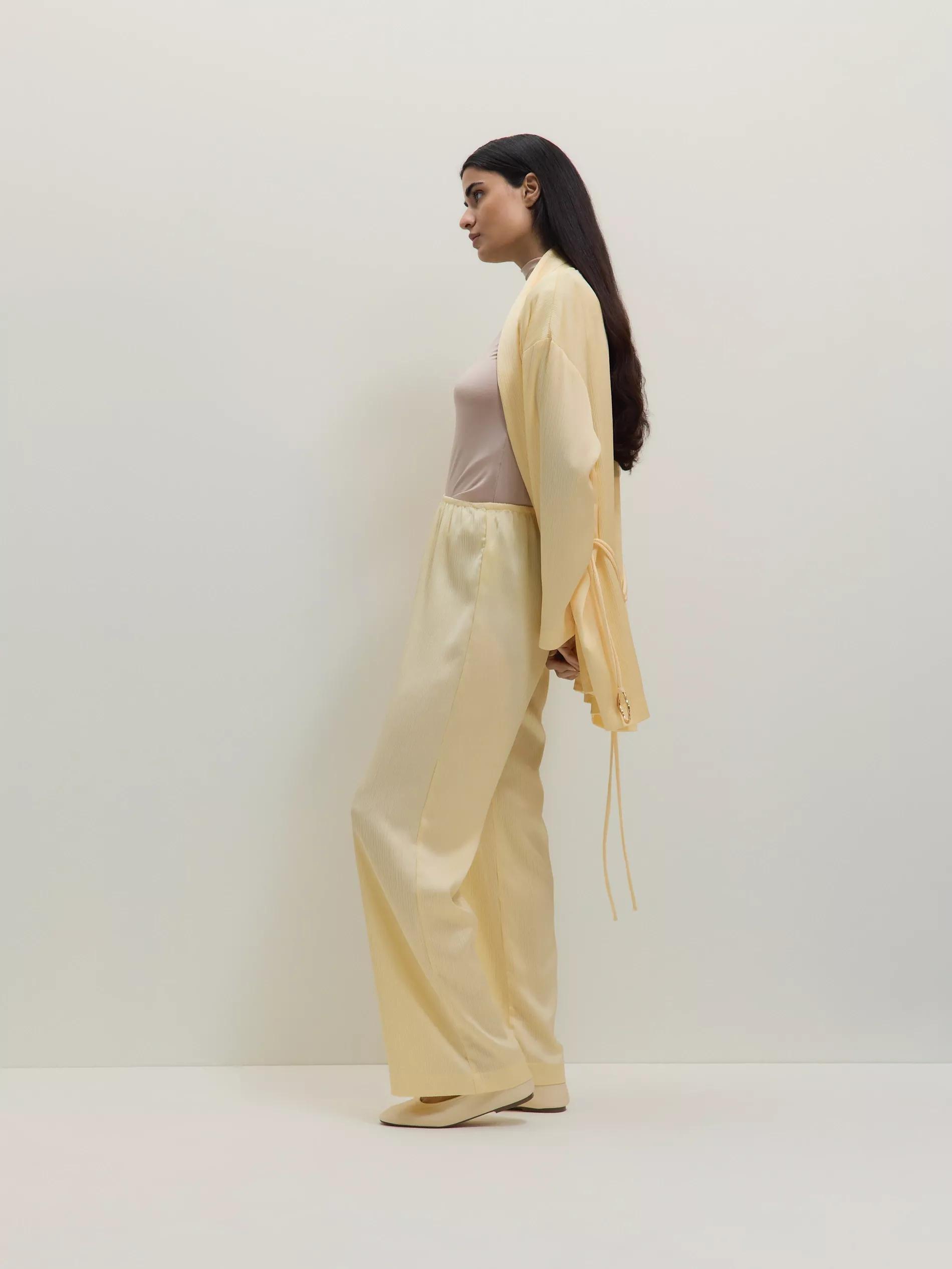 Yellow Wide-Leg Trousers, Yellow, medium