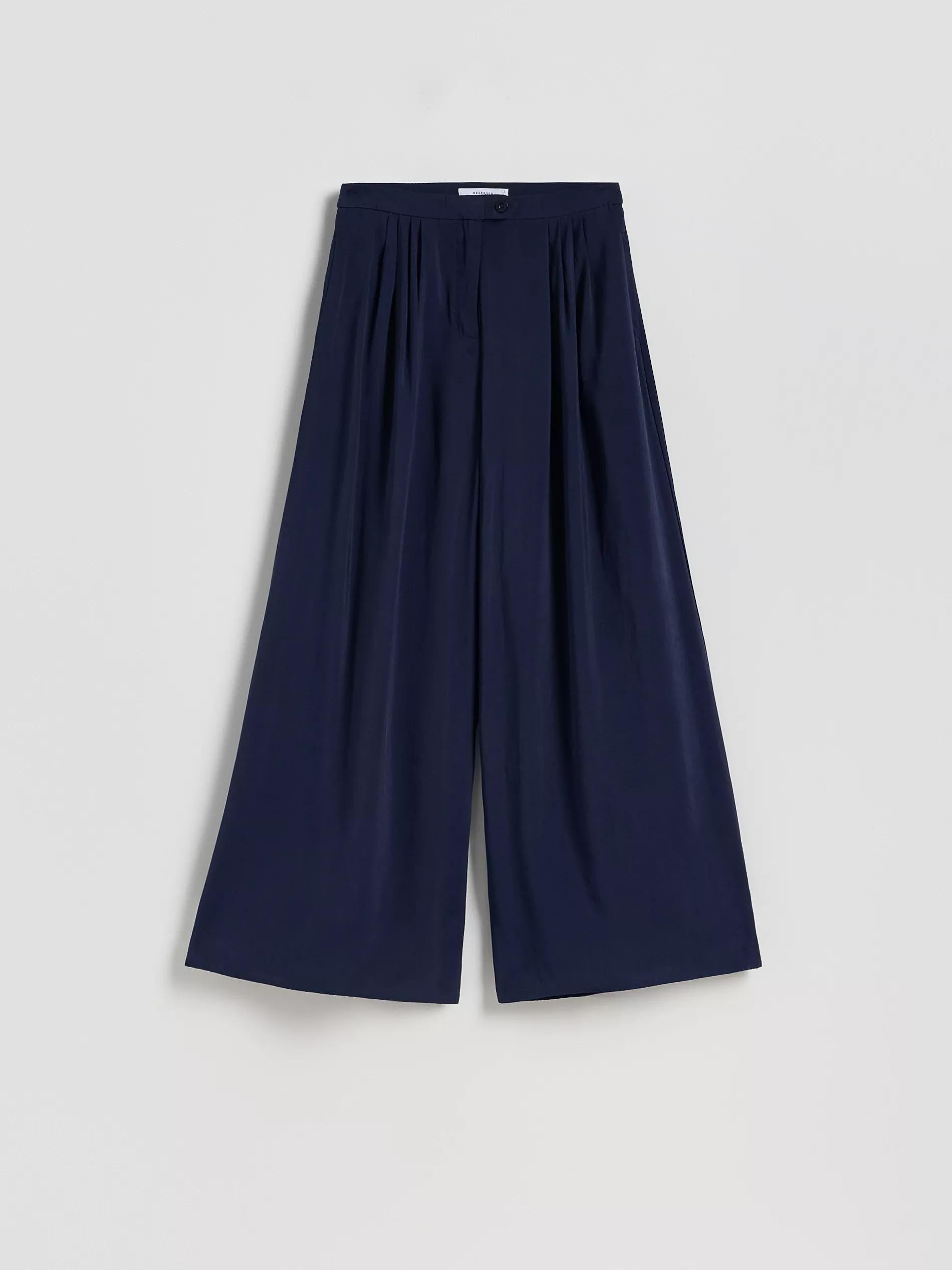 NAVY Viscose rich palazzo trousers, Navy, large image number 4