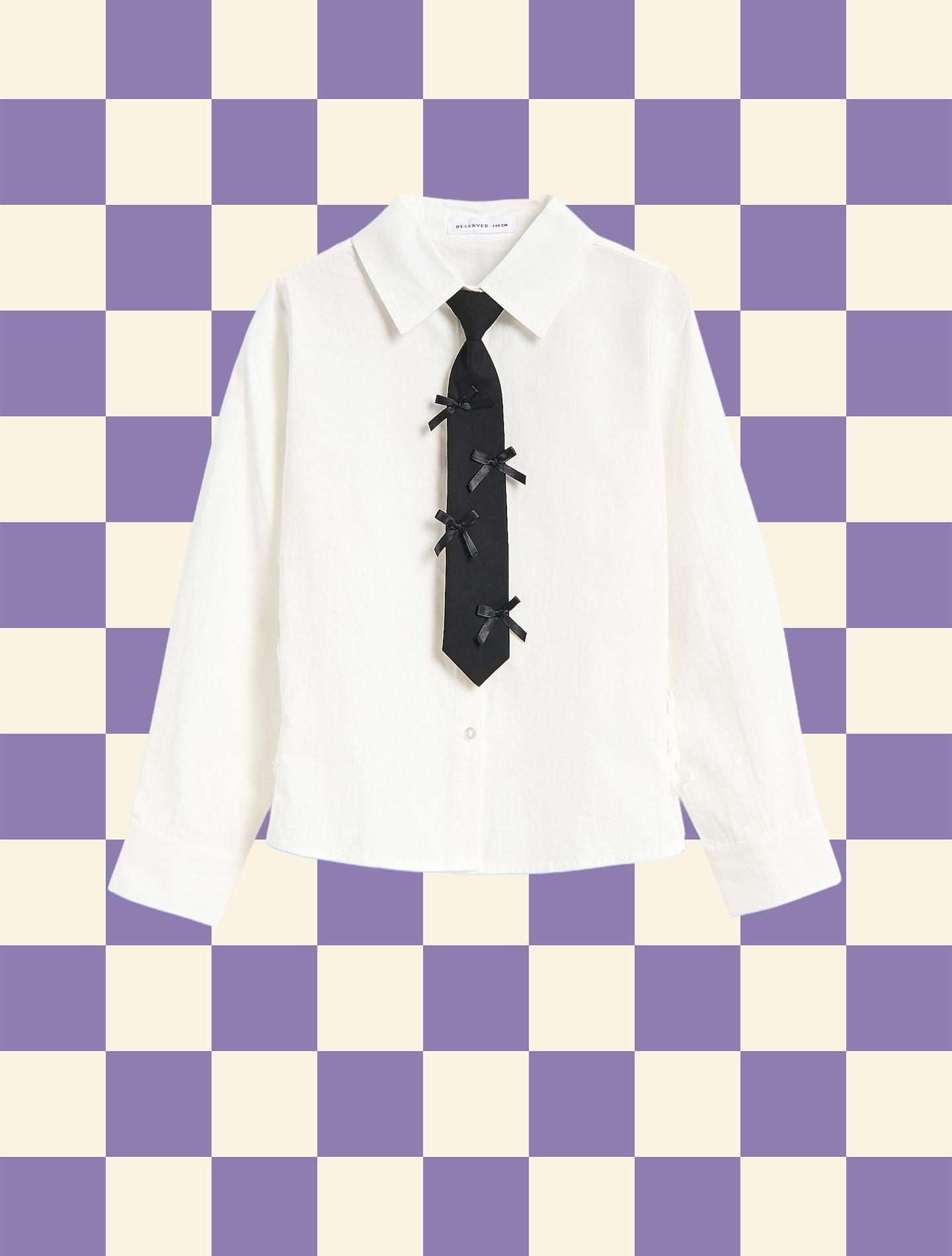Cream White Shirt With Tie, Ivory, large image number 5