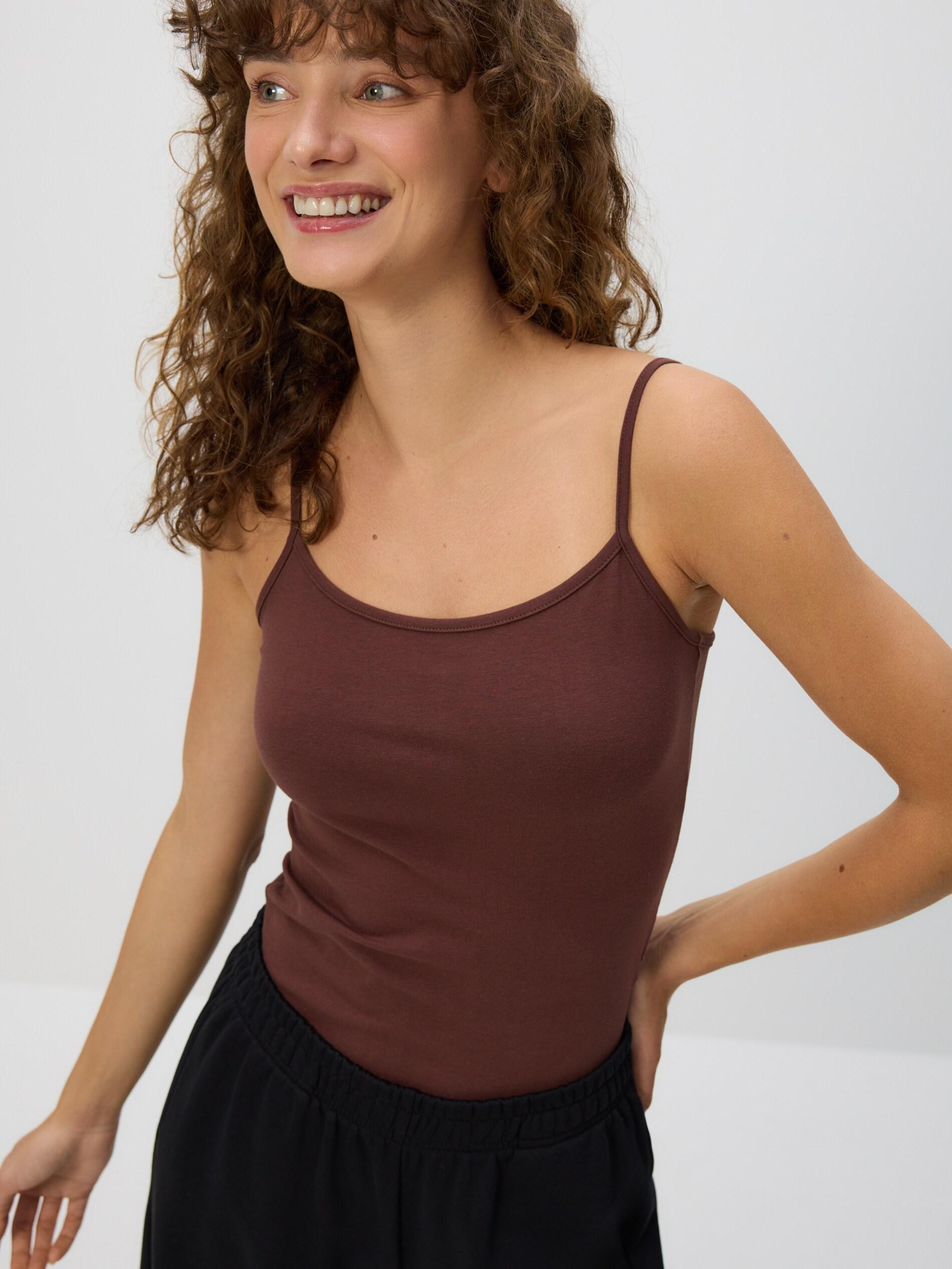 DARK BROWN Cotton top, Brown, medium