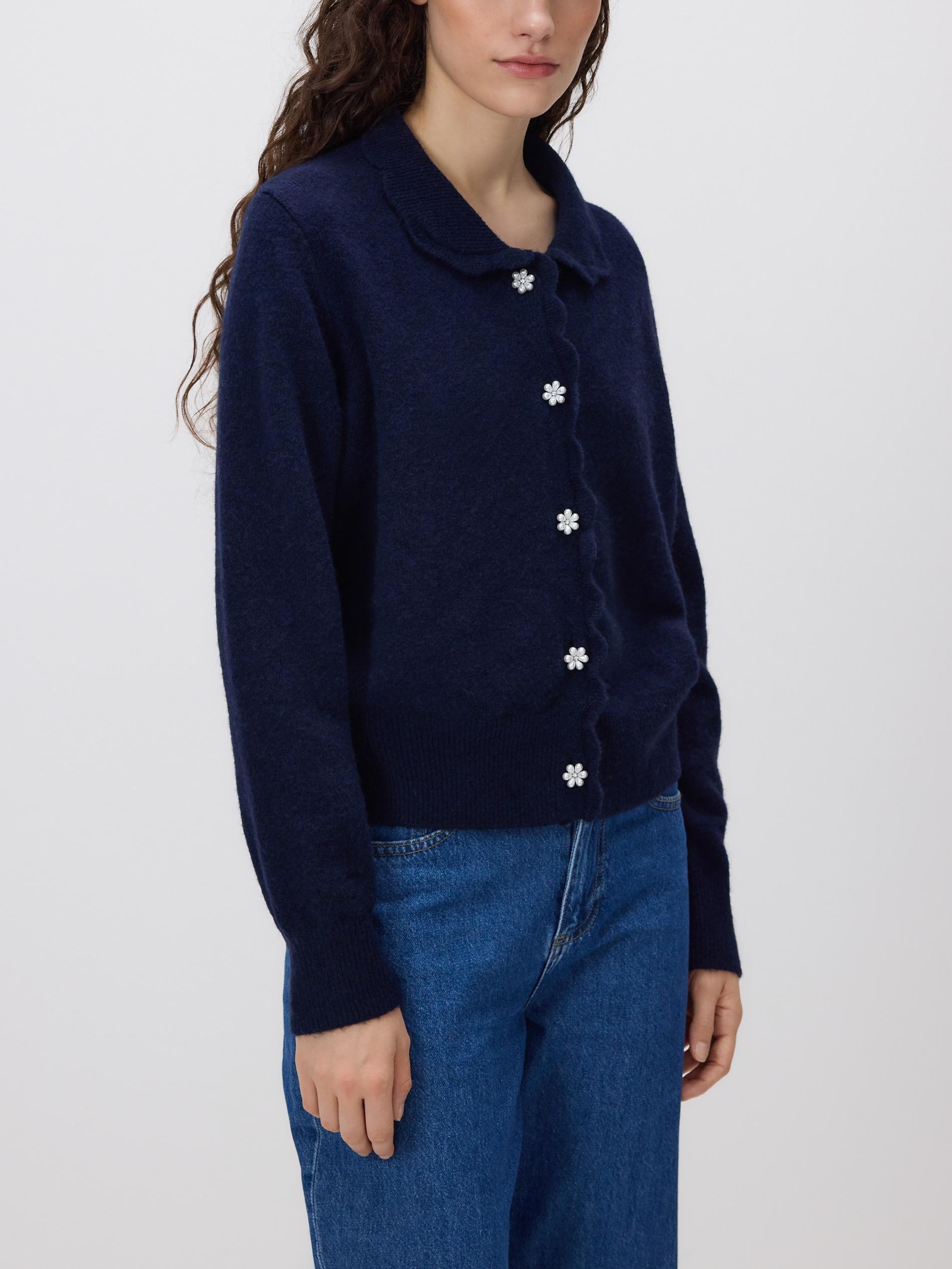 Navy Cardigan With Decorative Buttons, Navy, large image number 0