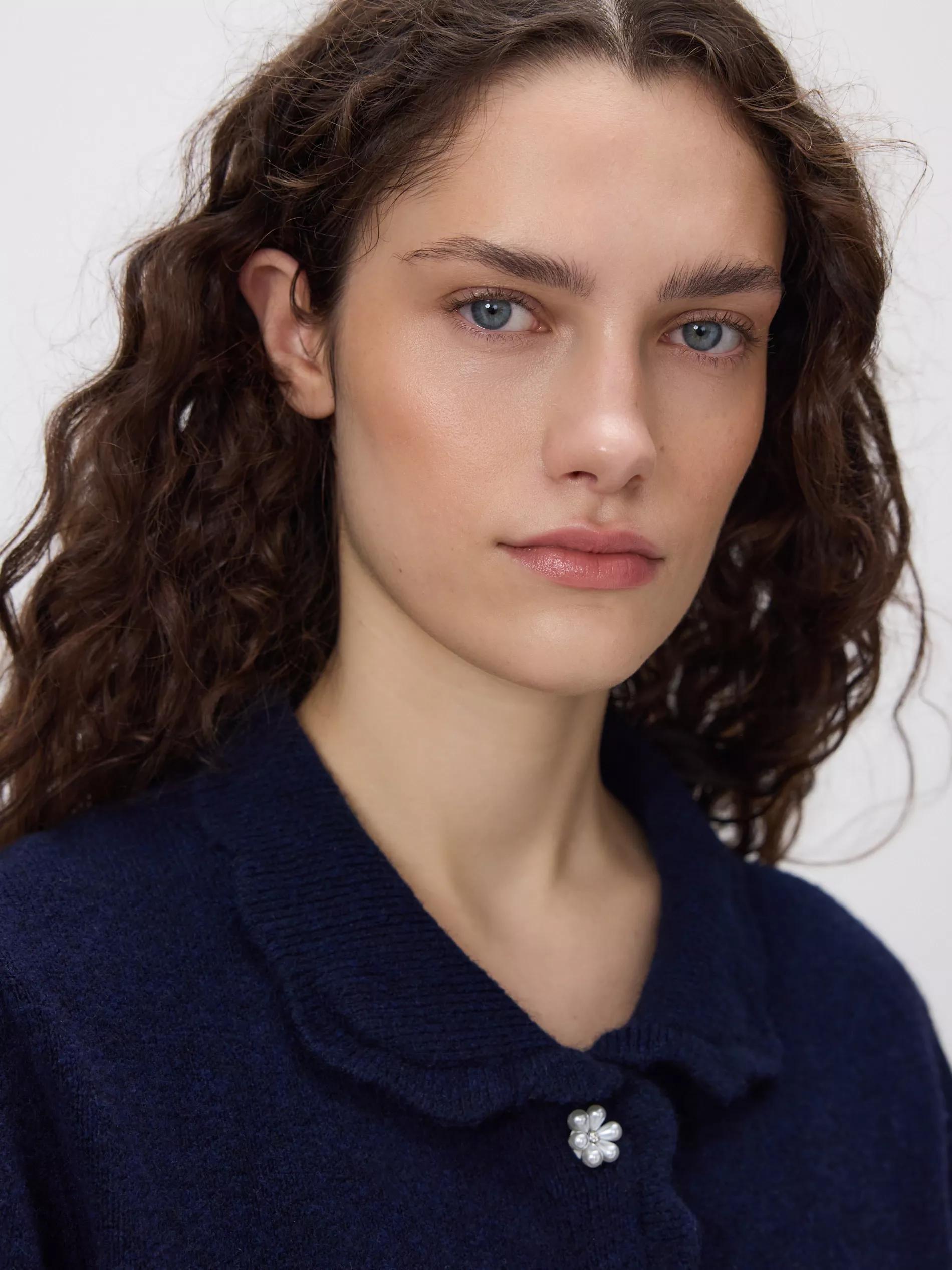 Navy Cardigan With Decorative Buttons, Navy, large image number 1