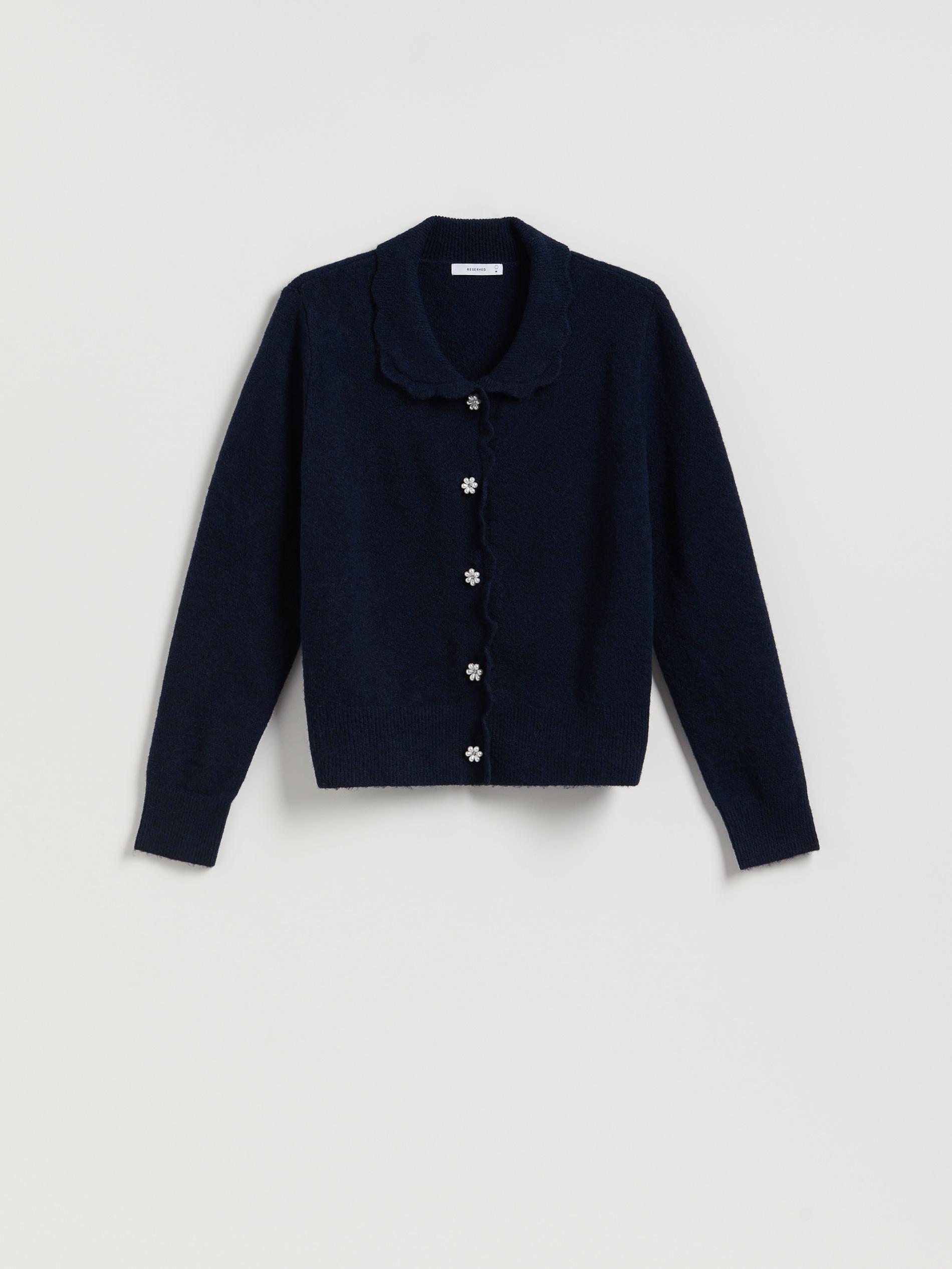 Navy Cardigan With Decorative Buttons, Navy, large image number 4
