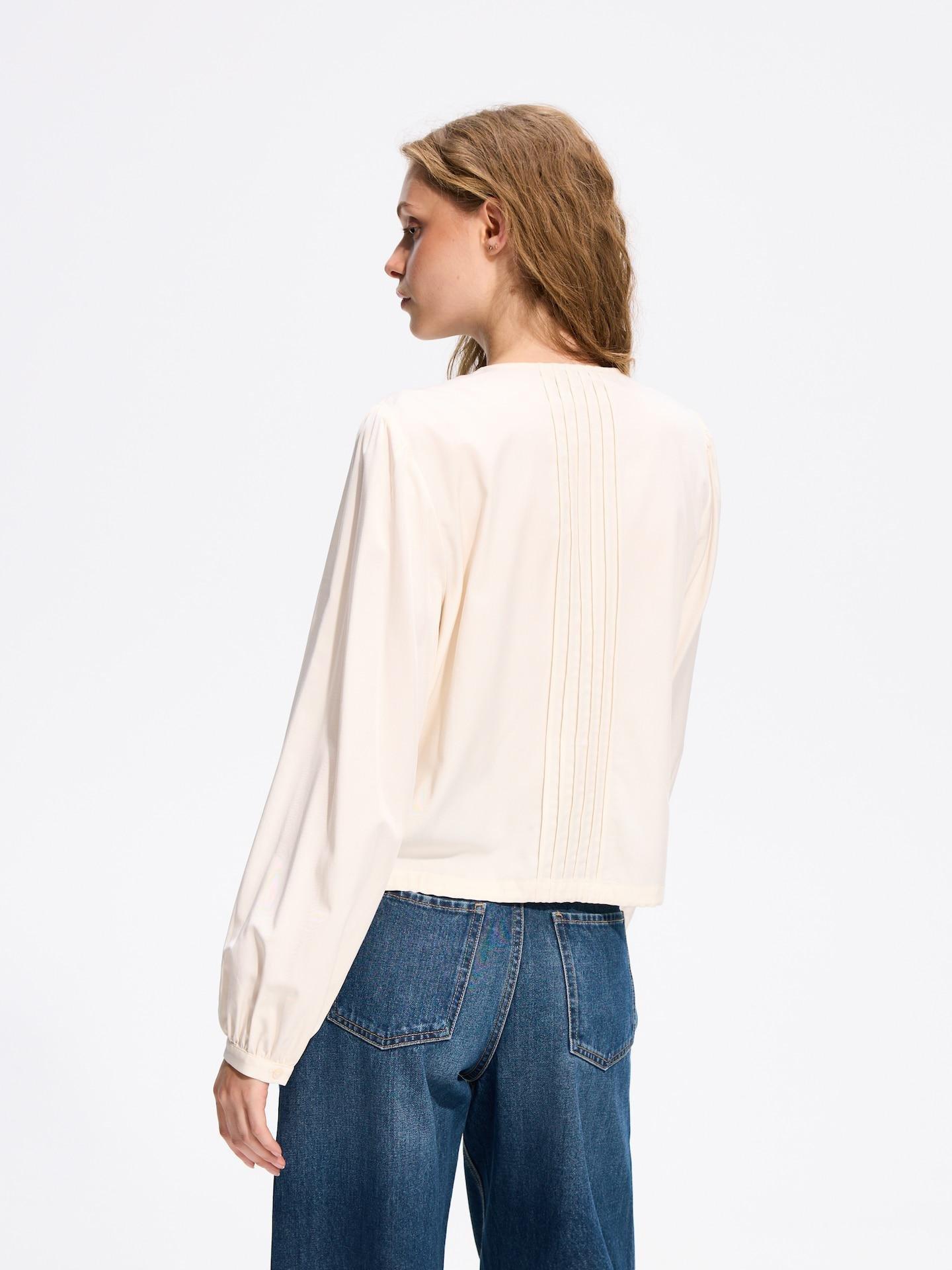 Cream Blouse With Pleats, Ivory, large image number 2