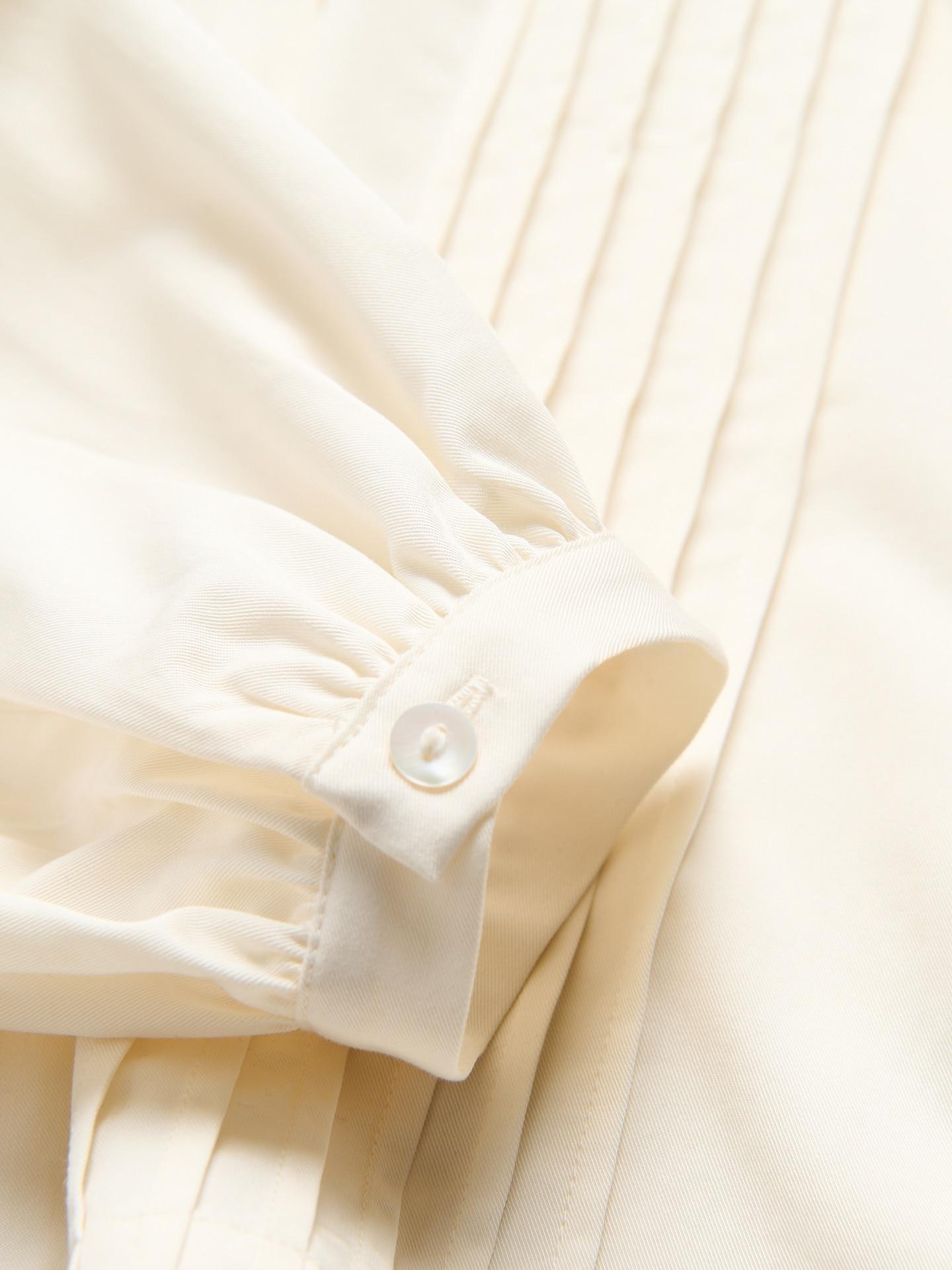Cream Blouse With Pleats, Ivory, large image number 4