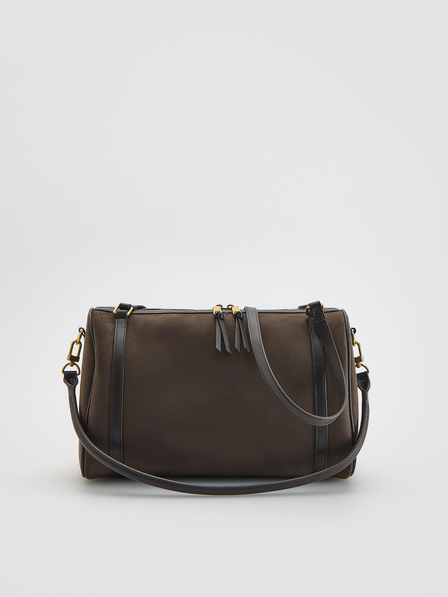 Brown Faux Suede Shopper Bag, Brown, medium