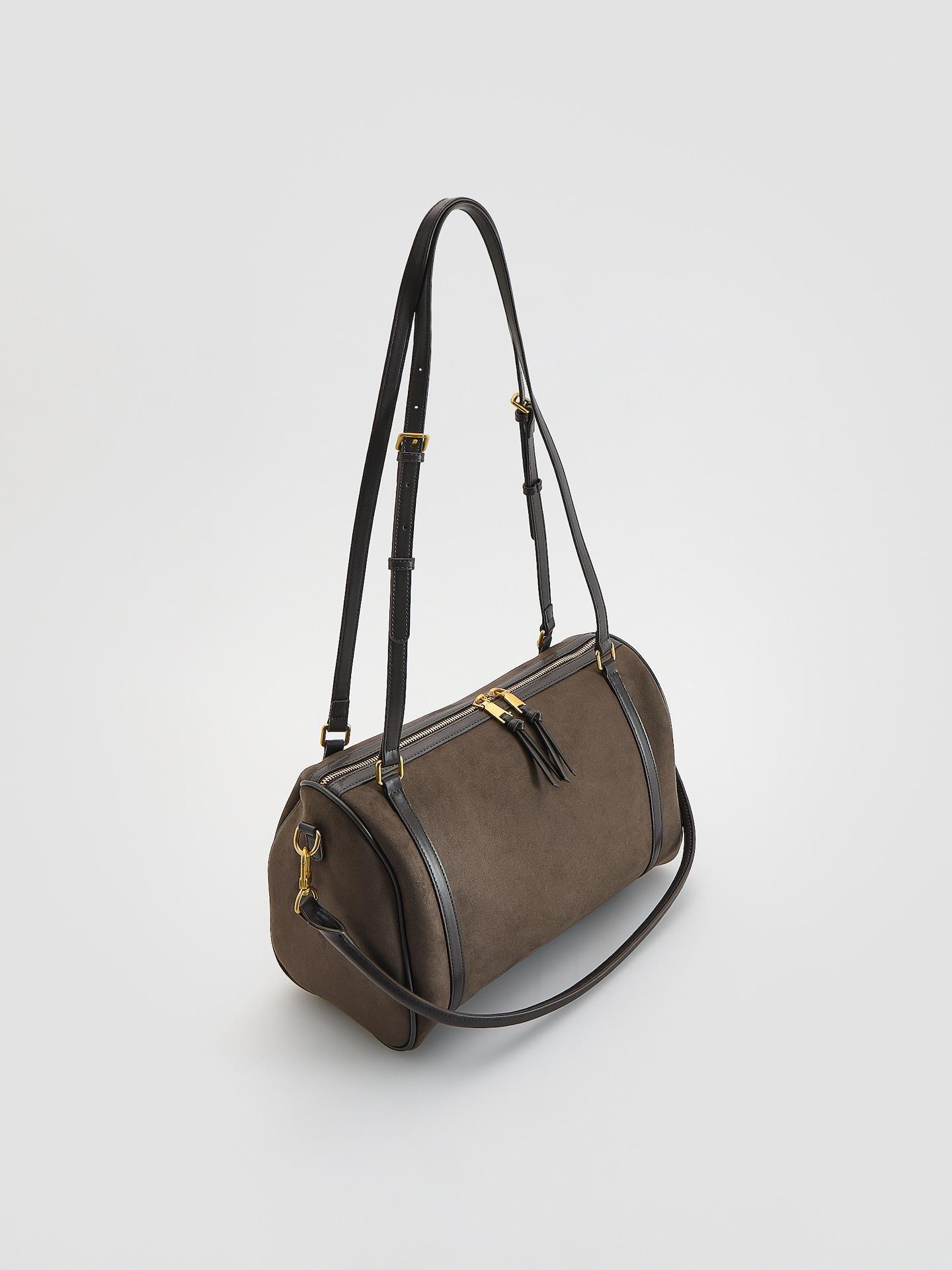 Brown Faux Suede Shopper Bag, Brown, large image number 1