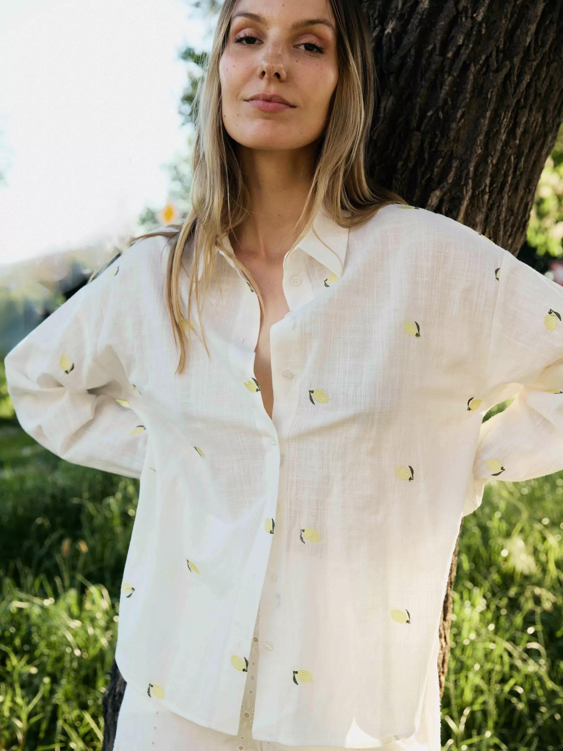 Yellow Shirt With Embroidered Embellishment, , large image number 0