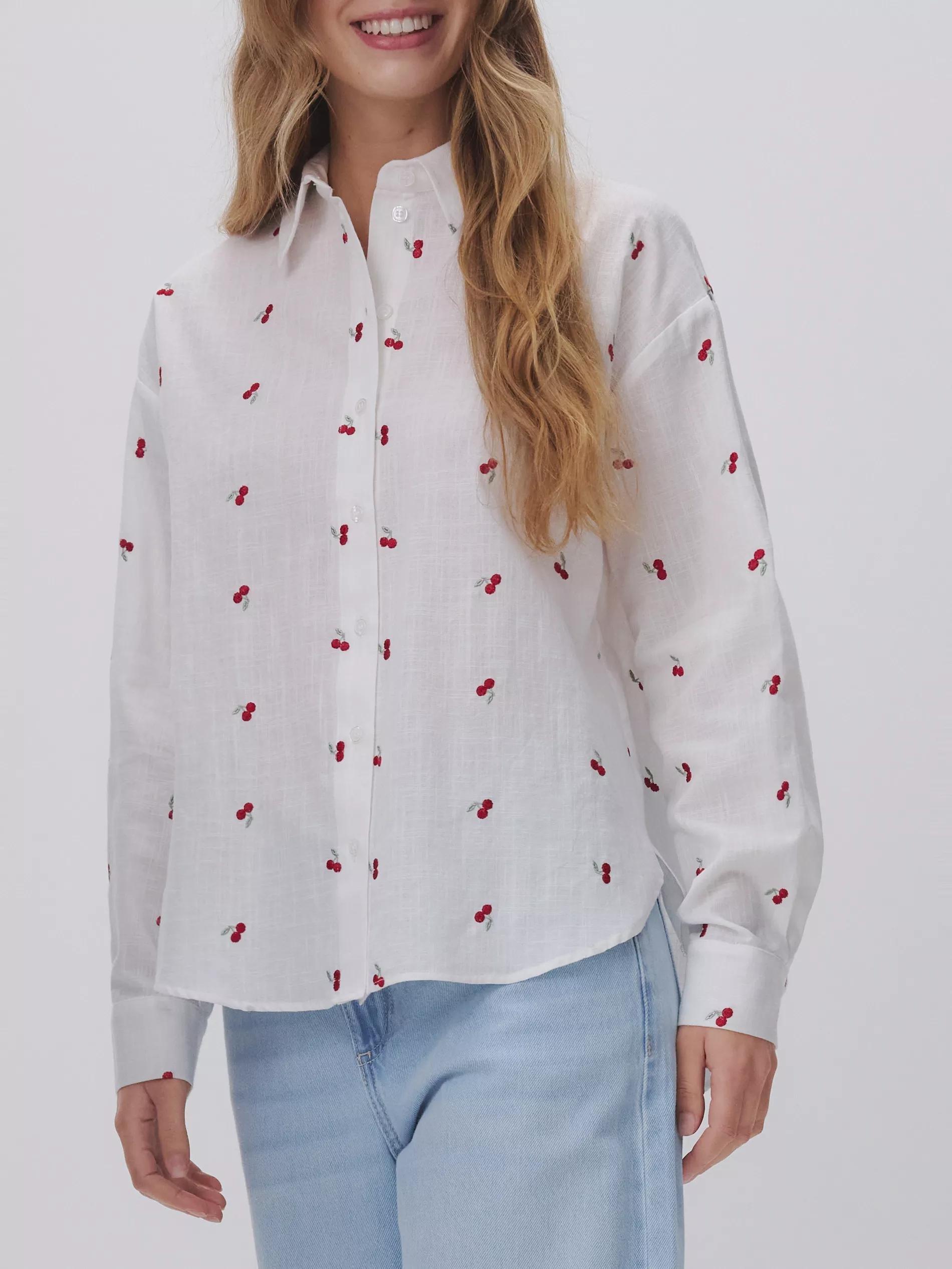 RED Shirt with embroidered embellishment, , large image number 1