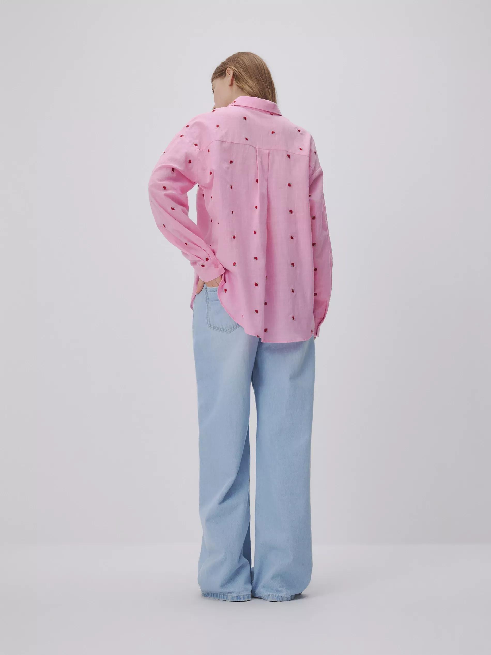 Hot Pink Shirt With Embroidered Embellishment, , large image number 3