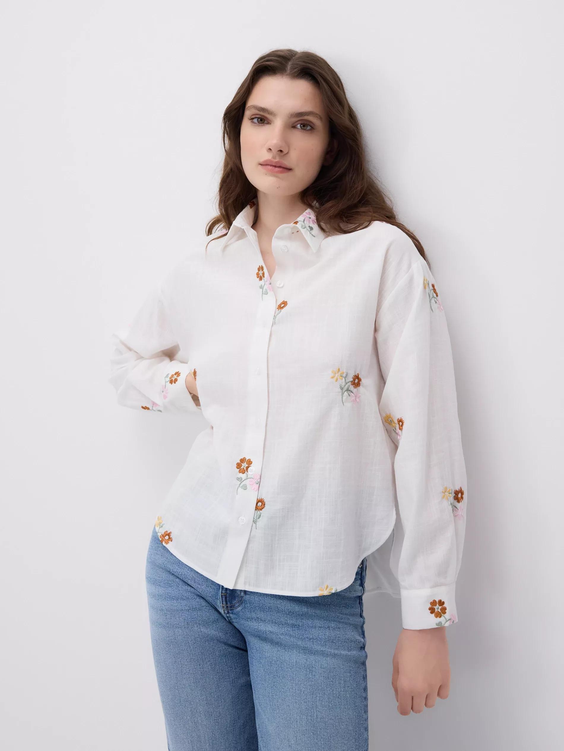 Multicolour Shirt With Embroidered Embellishment, Multicolor, medium