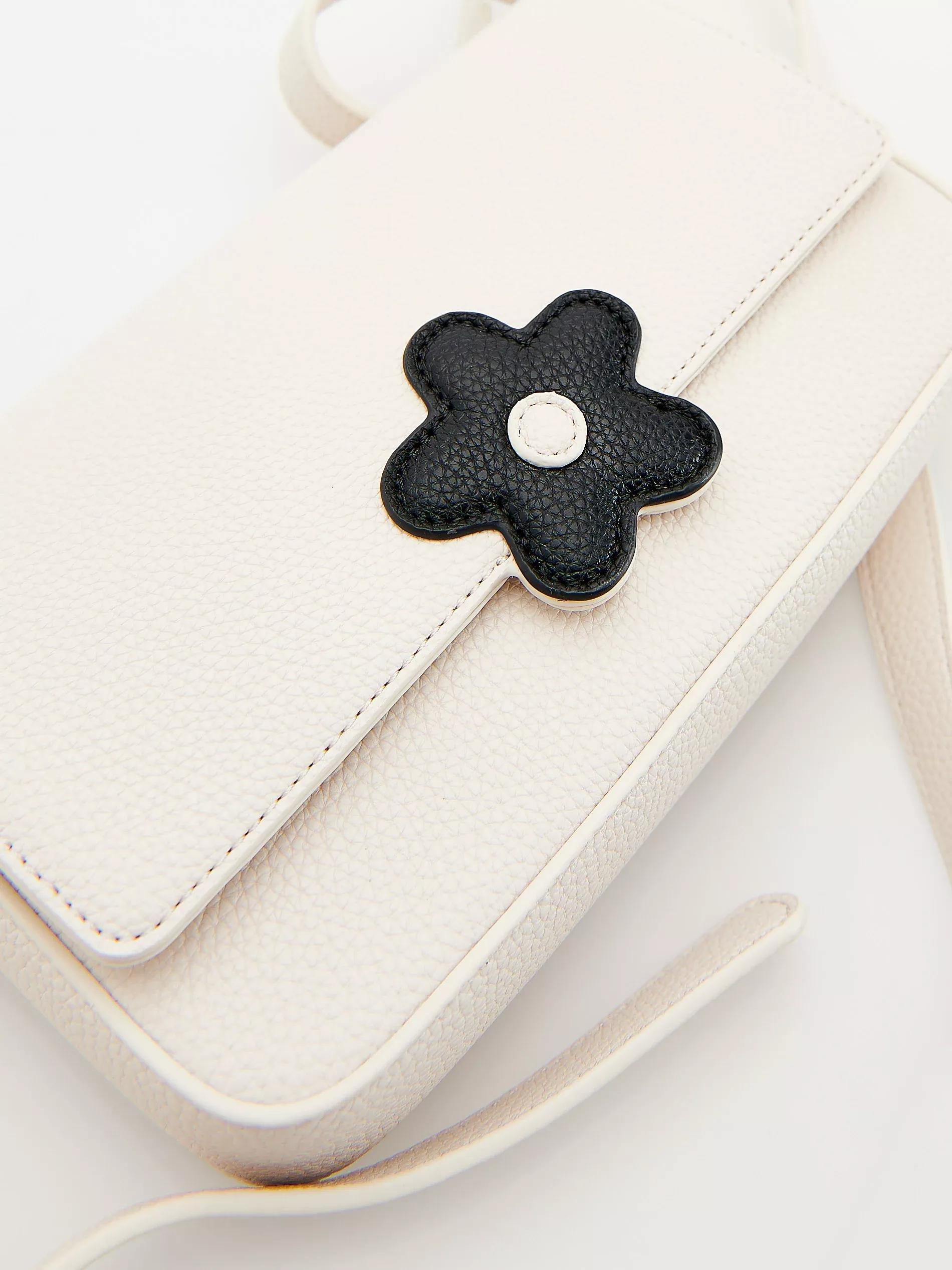 Cream Small Faux Leather Bag, Ivory, large image number 3