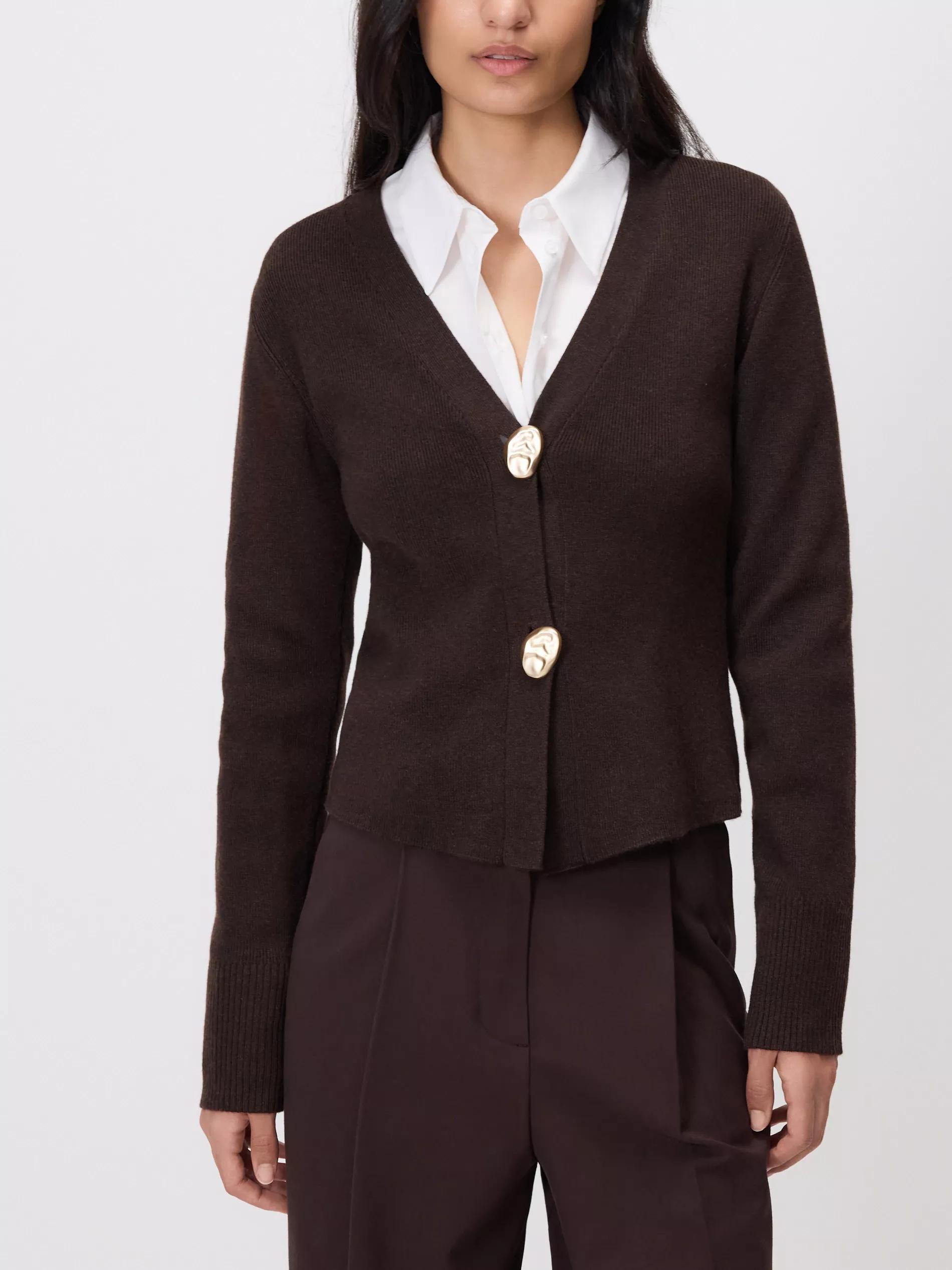 Brown Cardigan With Decorative Buttons, Brown, large image number 1