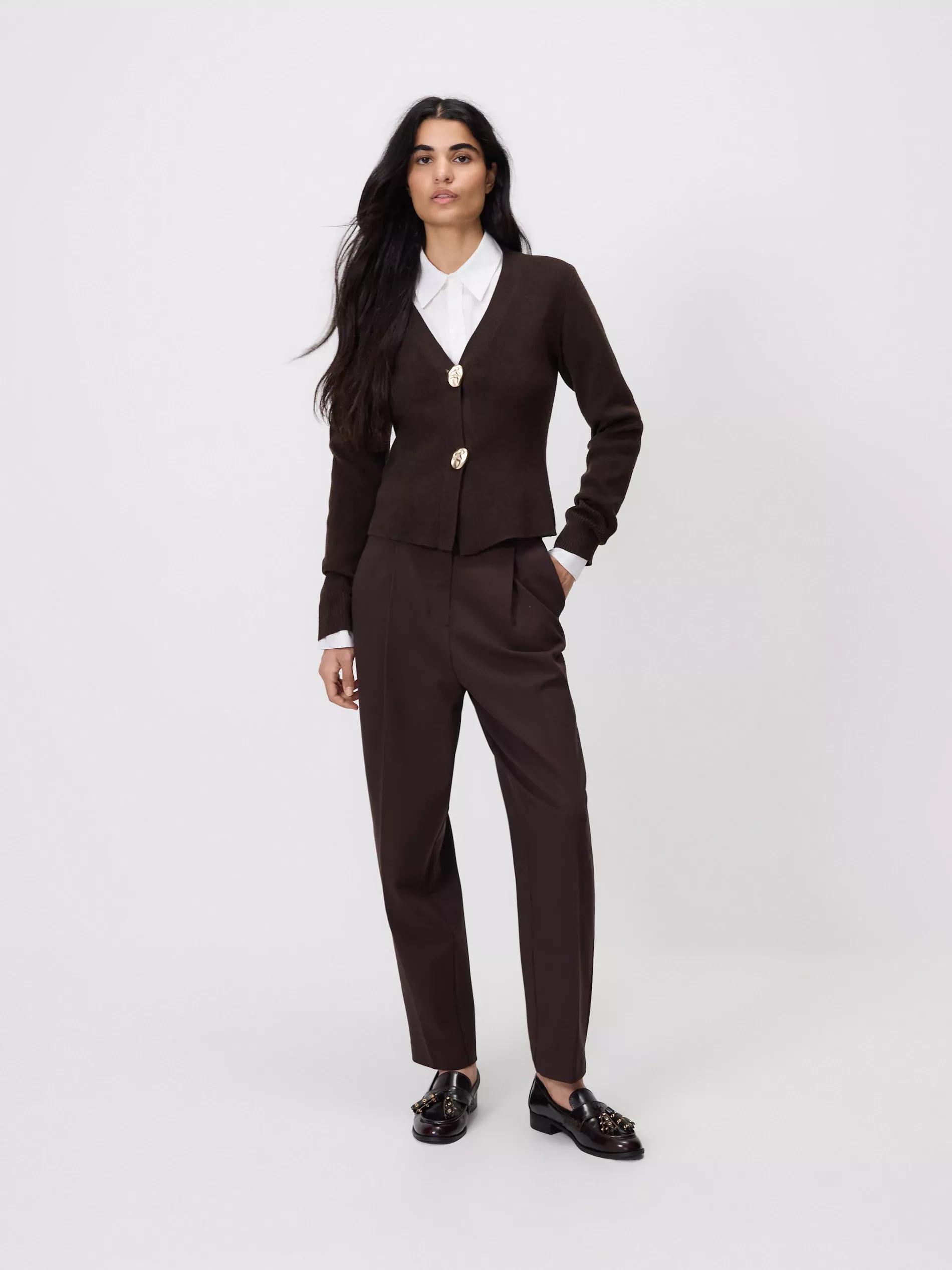 Brown Cardigan With Decorative Buttons, Brown, large image number 2
